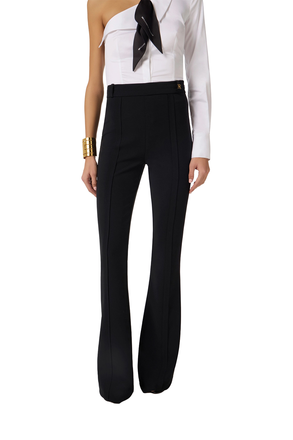 Pantalone in Doppio Crêpe Stretch con Logo Charm