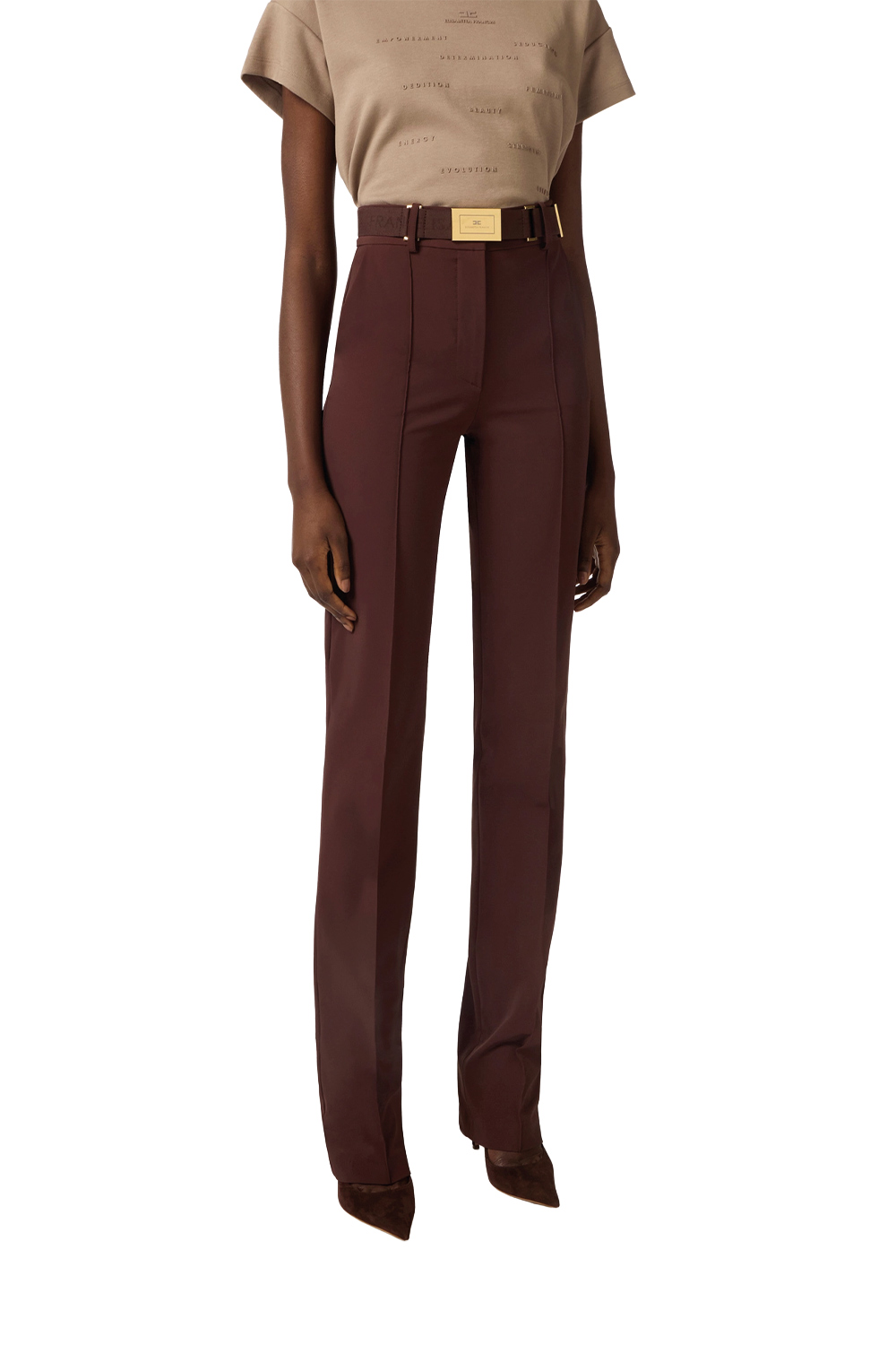 Pantalone in Tessuto Tecnico Bielastico con Cintura