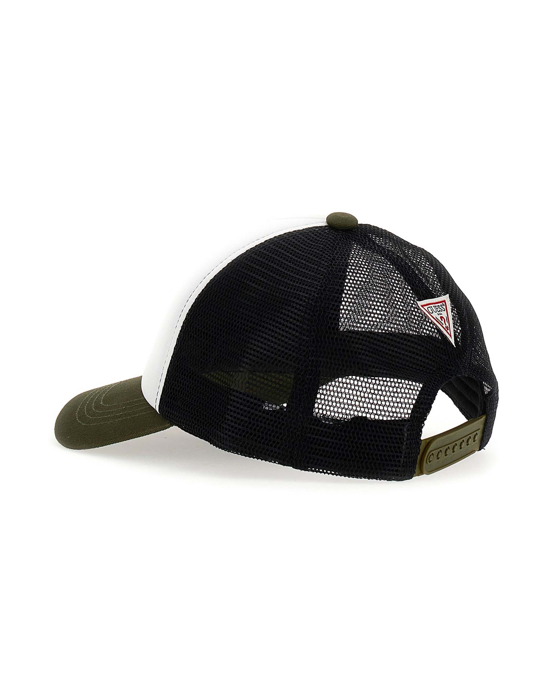 Cappello con visiera Guess militare in misto cotone con rete e logo ricamato image