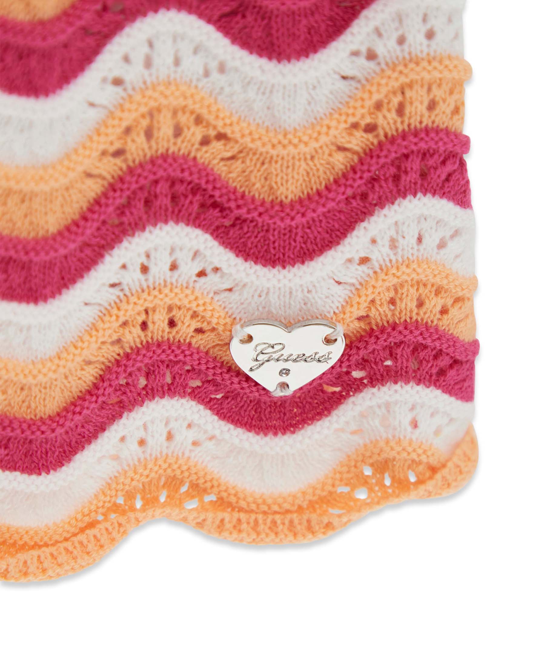 Abito smanicato Guess multicolore in cotone all'uncinetto con motivo a onde image