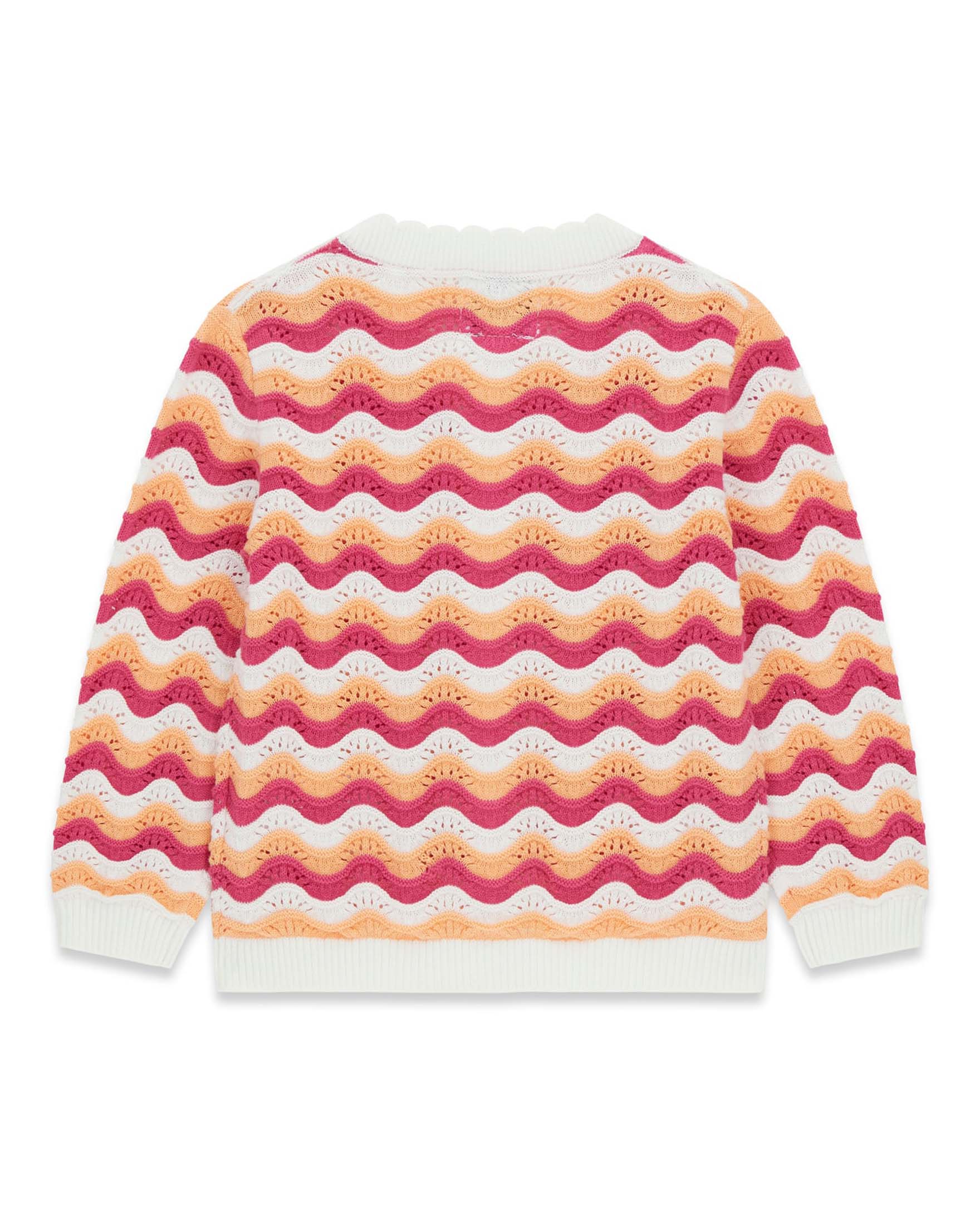 Cardigan Guess a righe multicolore in cotone con lavorazione all'uncinetto image