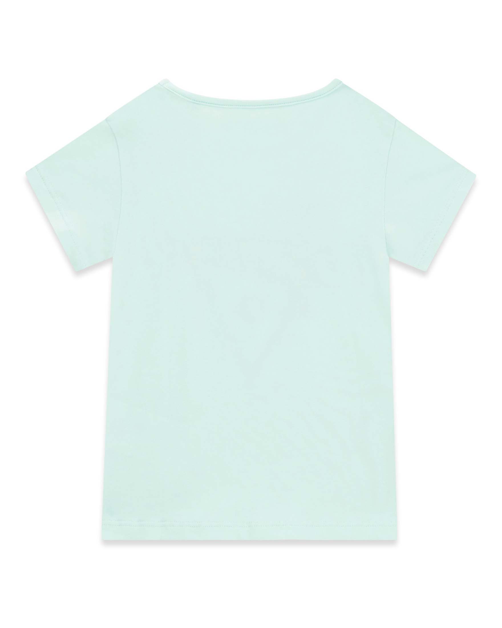 T-shirt mezza manica Guess verde acqua in misto cotone con stampa logo image