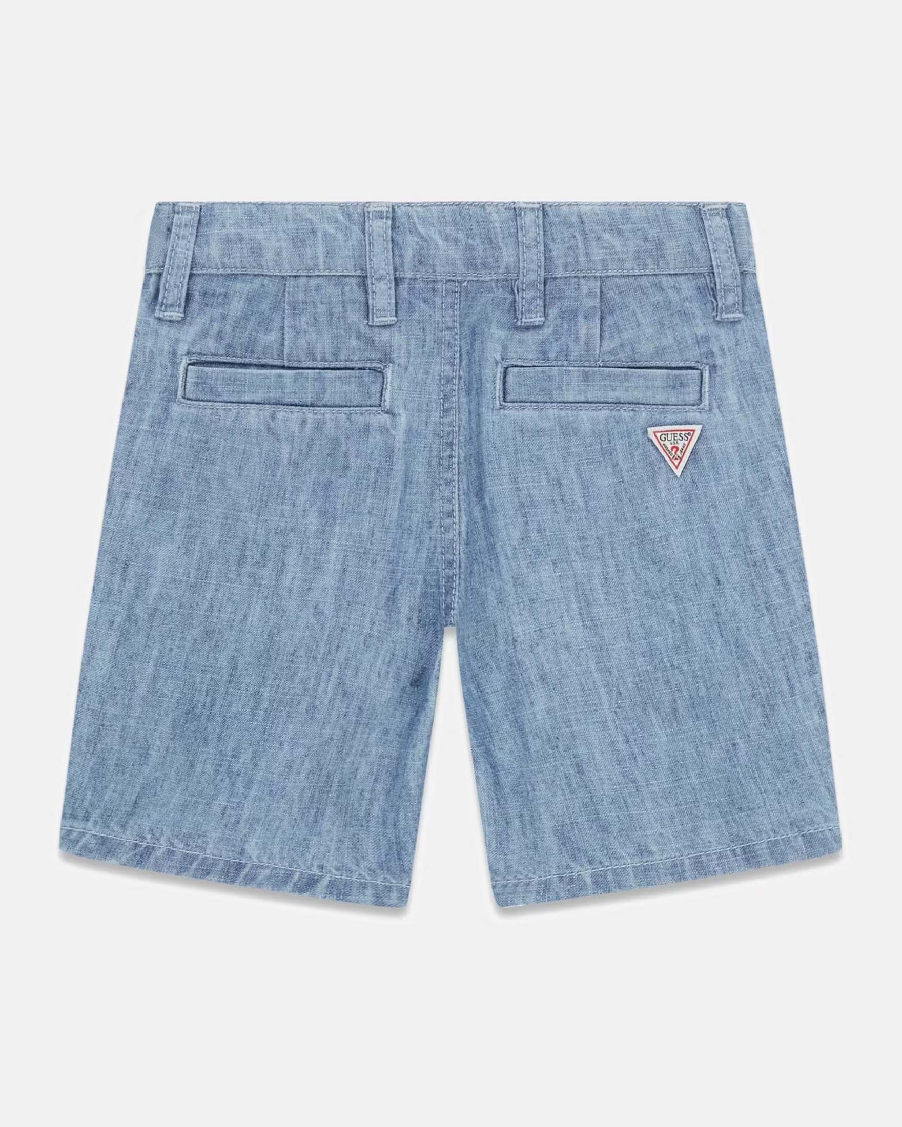 Bermuda Guess lavaggio chiaro in misto lino con patch logo image