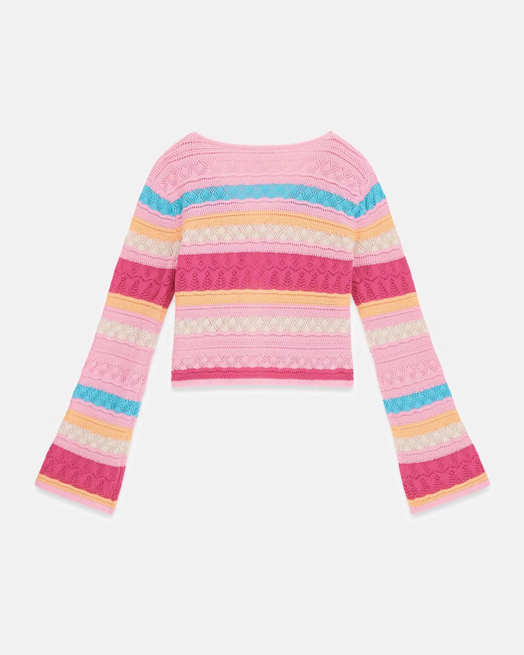 Cardigan Guess multicolore in cotone all'uncinetto a righe image