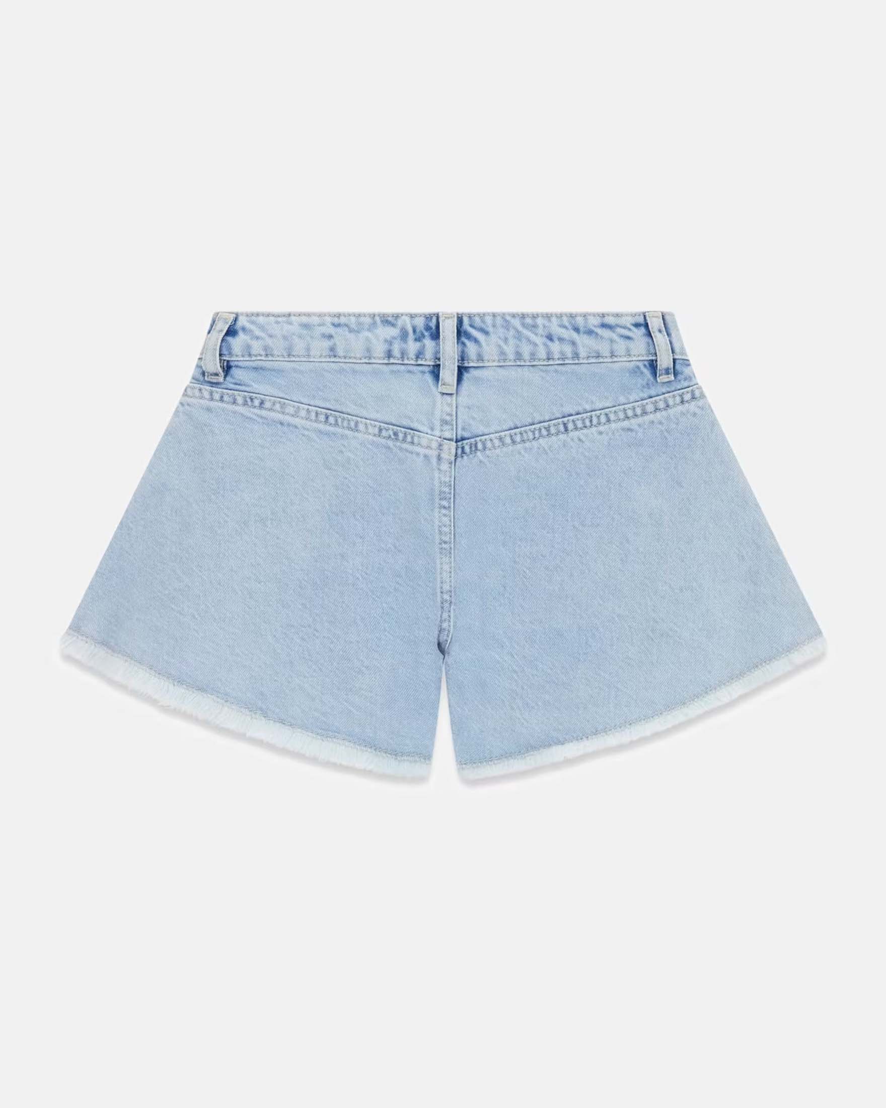 Shorts di jeans Guess lavaggio chiaro in cotone con strass e placca logo image