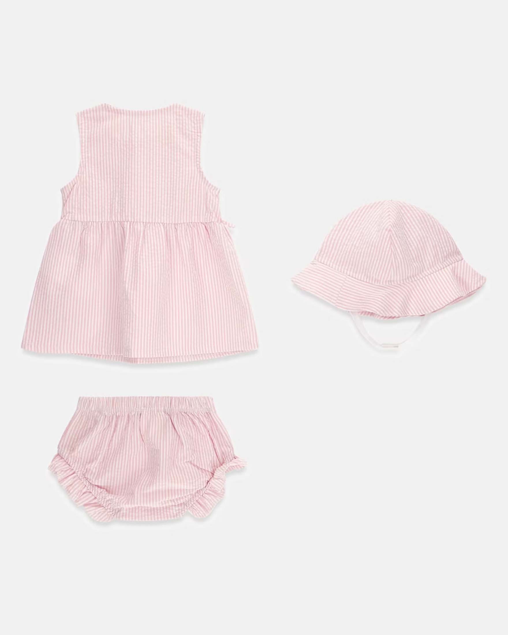 Completo Guess rosa a righe in cotone con ricamo fragola e logo image