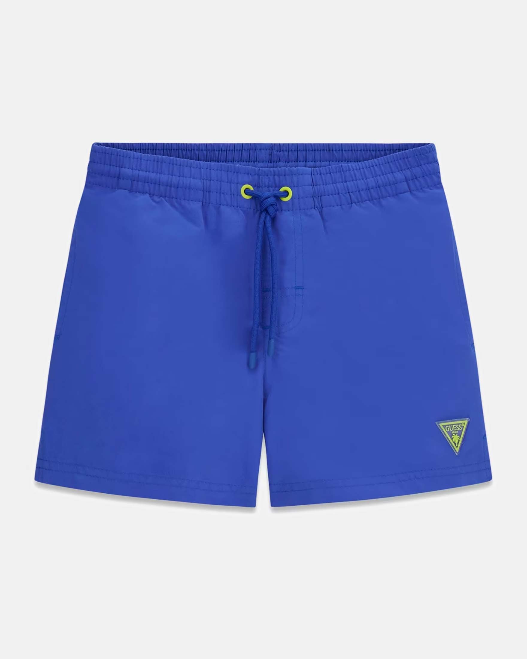 Boxer da mare blu con coulisse e patch logo triangolare