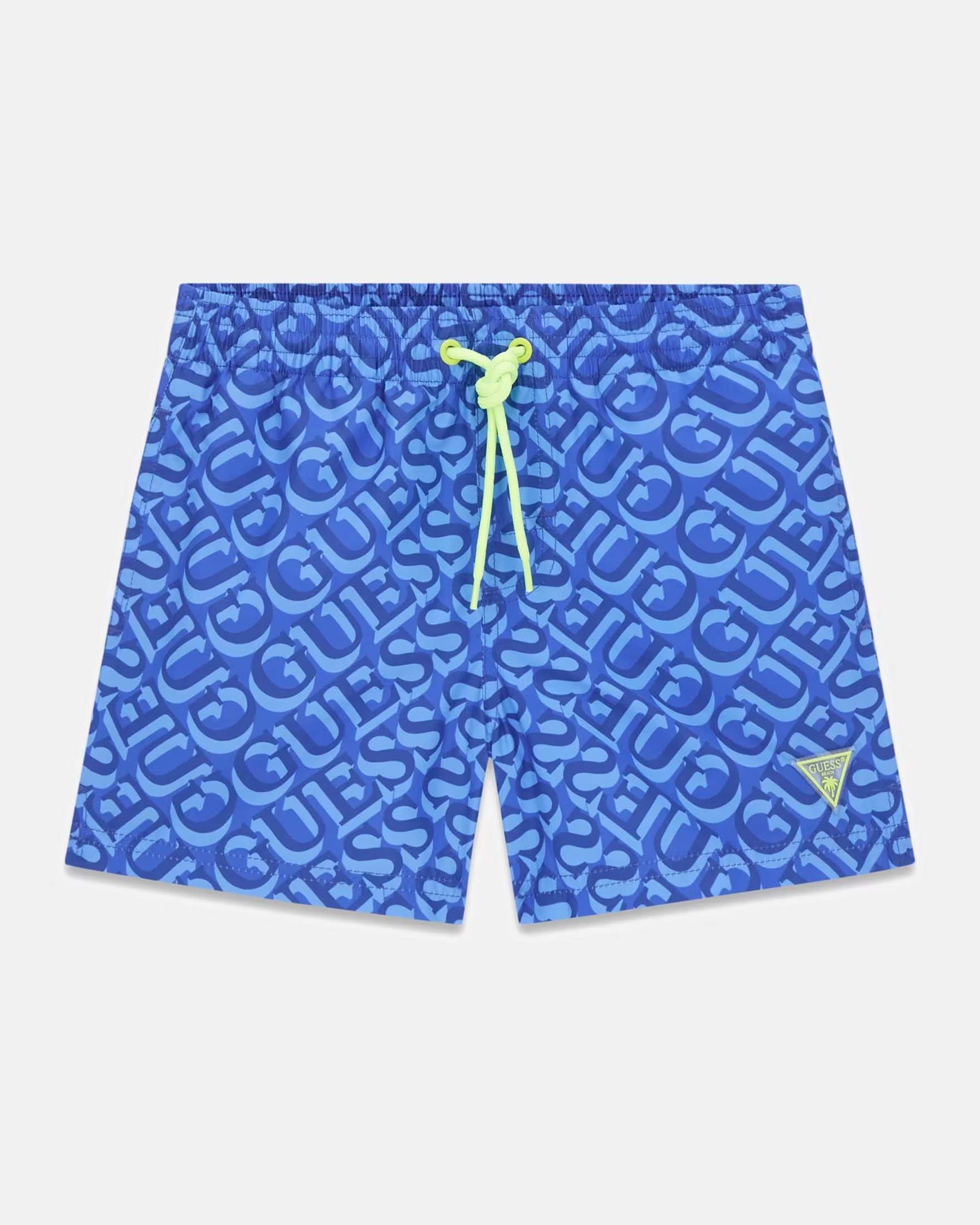 Boxer da mare blu con stampa logo e coulisse