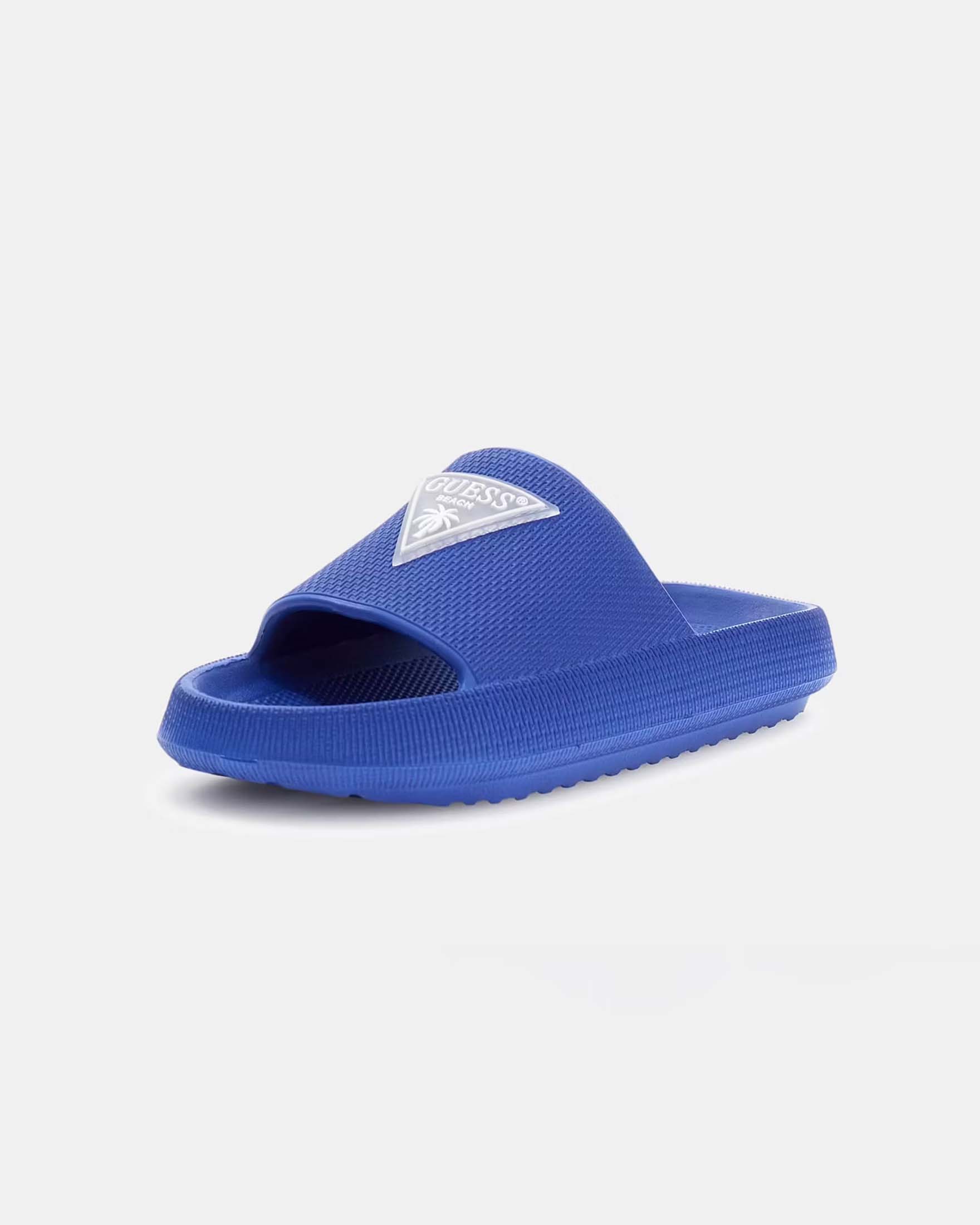 Ciabatte Guess blu in gomma con logo a triangolo
