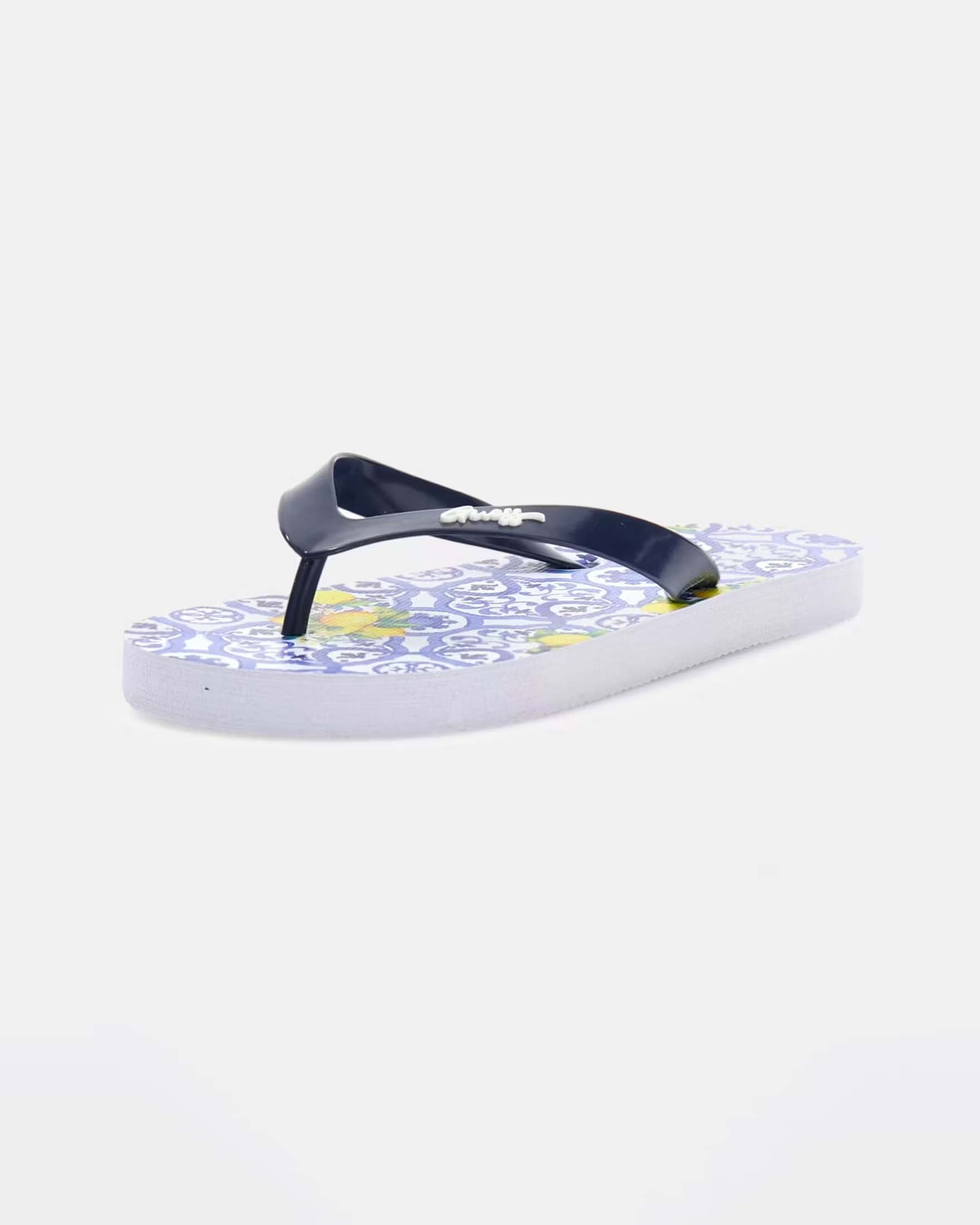 Infradito Guess blu in gomma con stampa e logo in rilievo