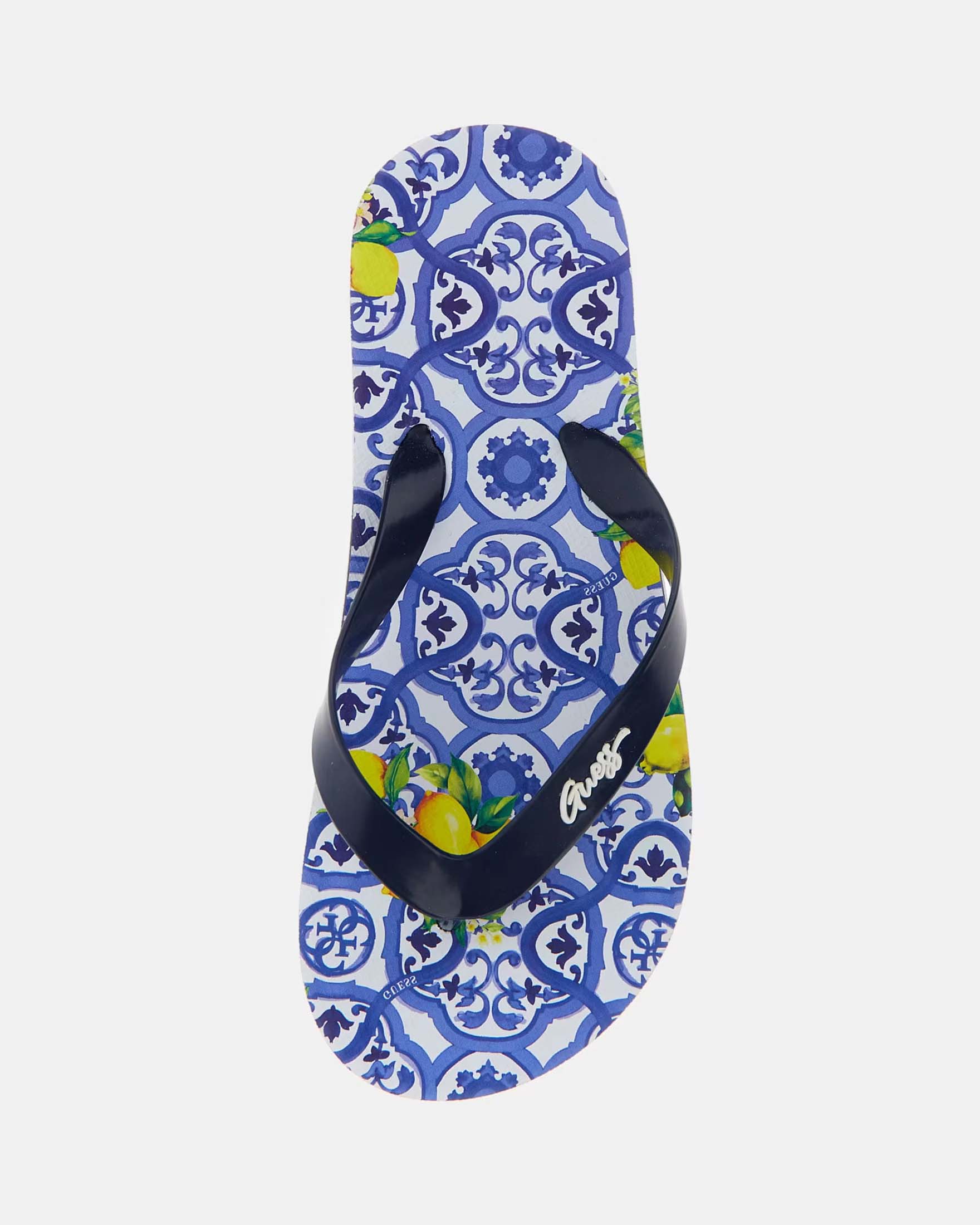 Infradito Guess blu in gomma con stampa e logo in rilievo image