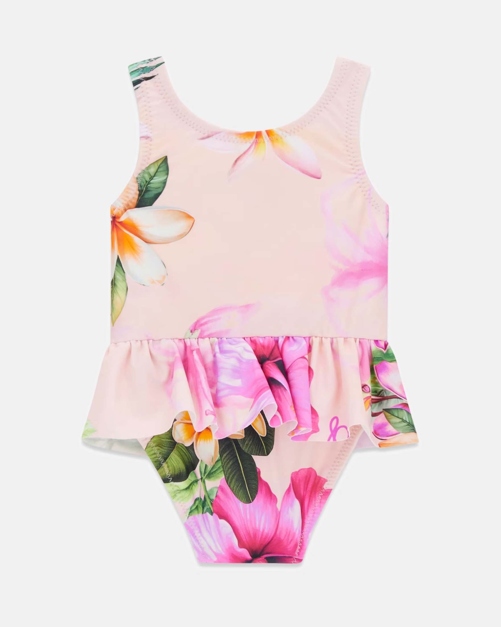 Costume intero Guess rosa in misto poliammide con stampa floreale e volant image