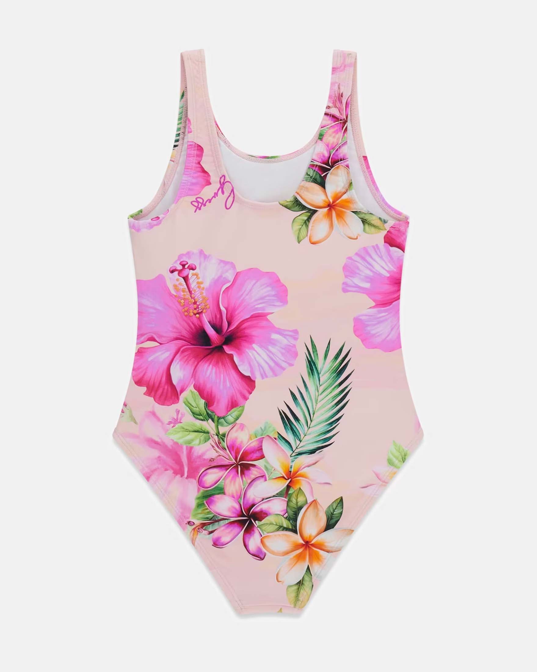 Costume intero Guess rosa in misto poliammide con stampa floreale e logo image