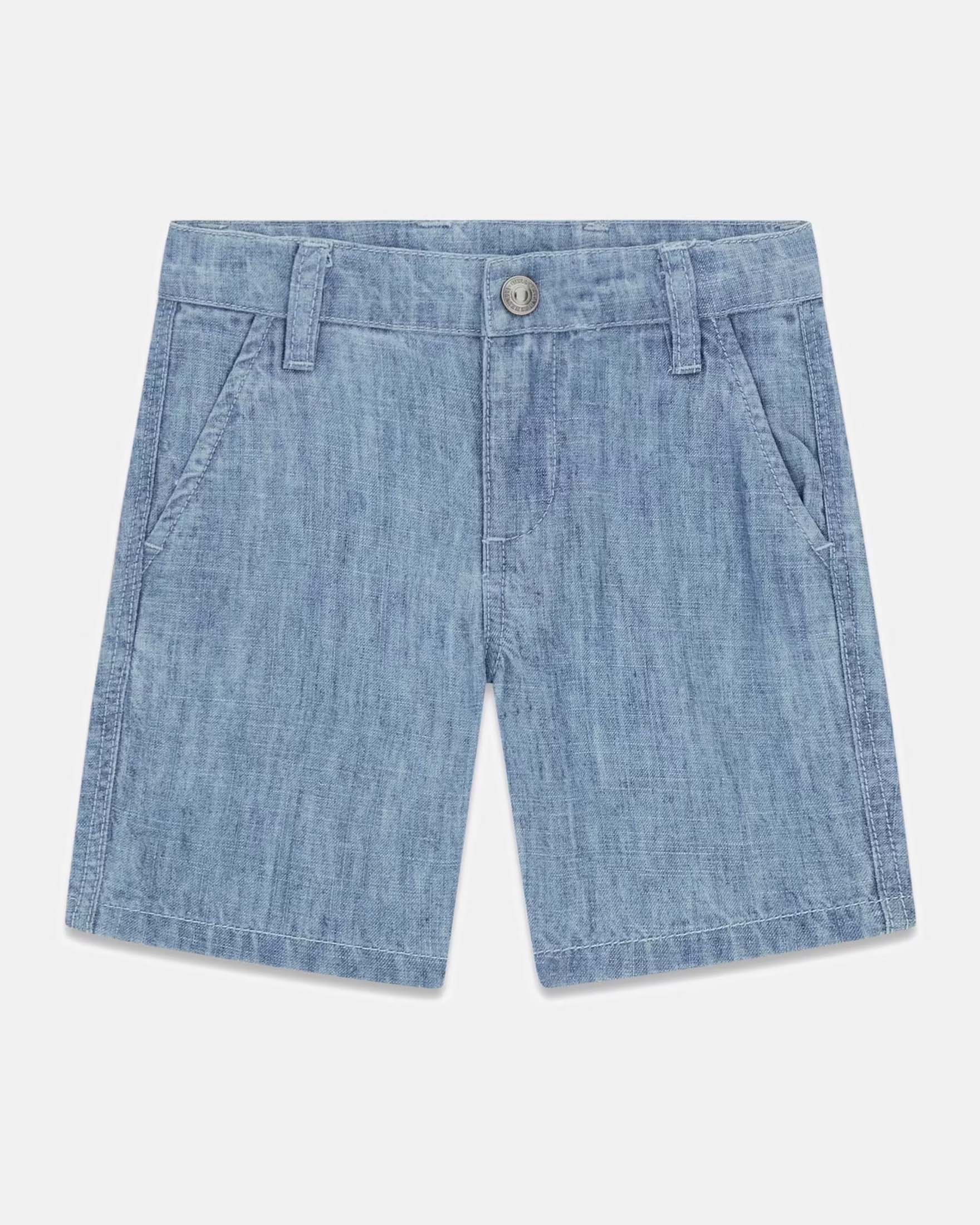 Bermuda Guess azzurri in misto lino con toppa logo