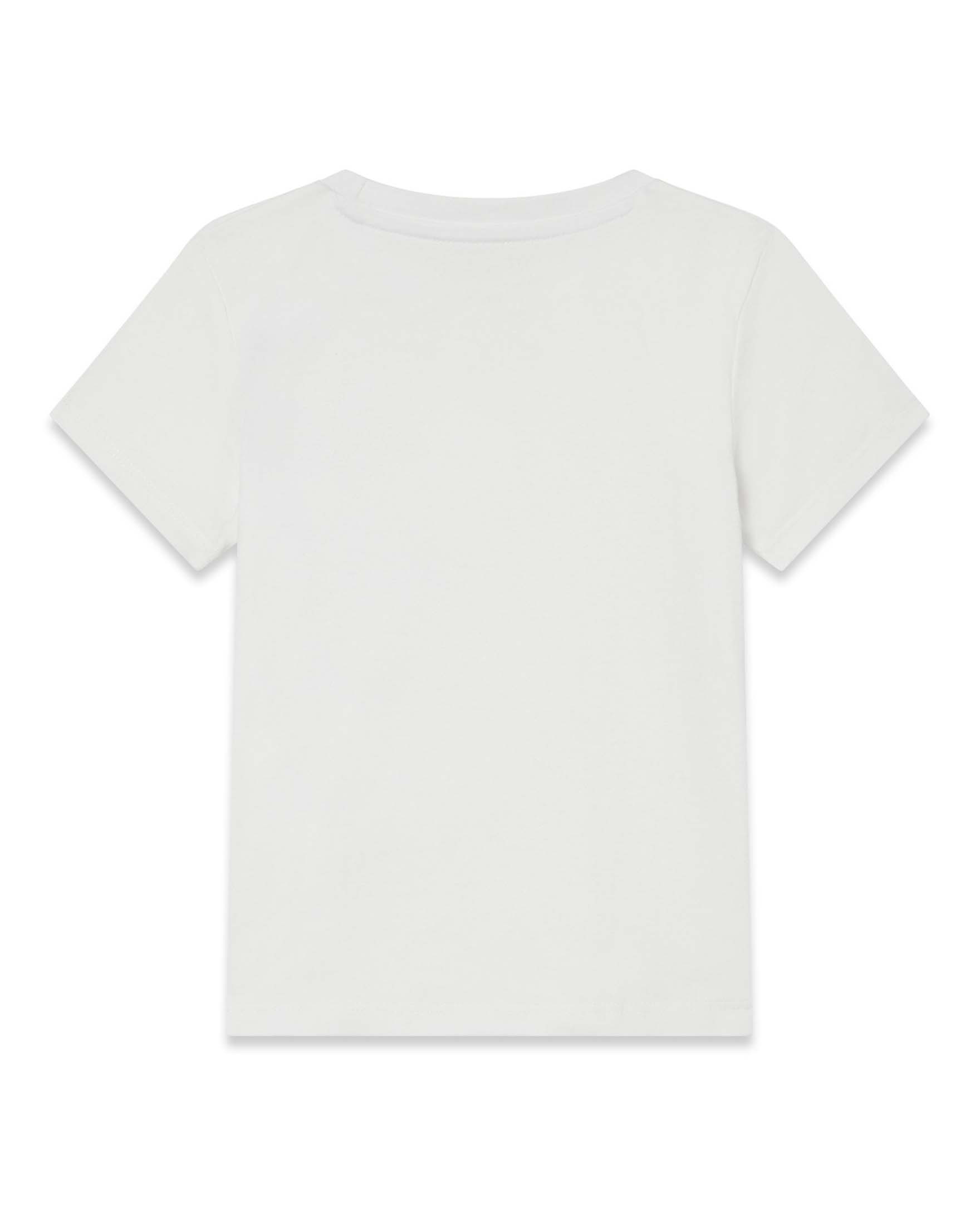 T-shirt mezza manica Guess bianca in cotone con taschino e orsetto ricamato image