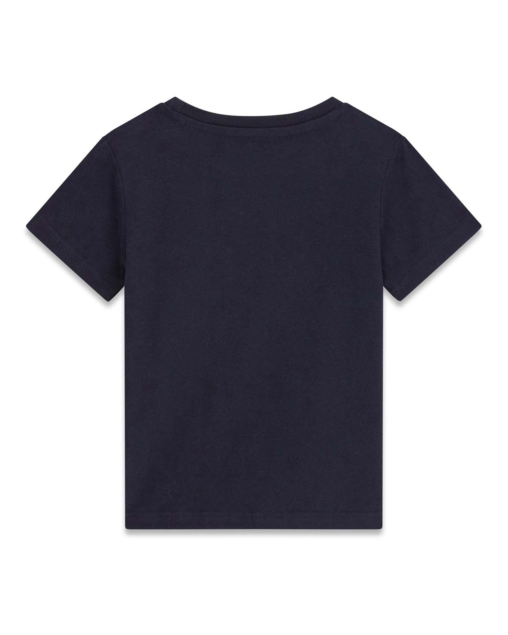 T-shirt mezza manica Guess blu in cotone con orsetto ricamato sul taschino image