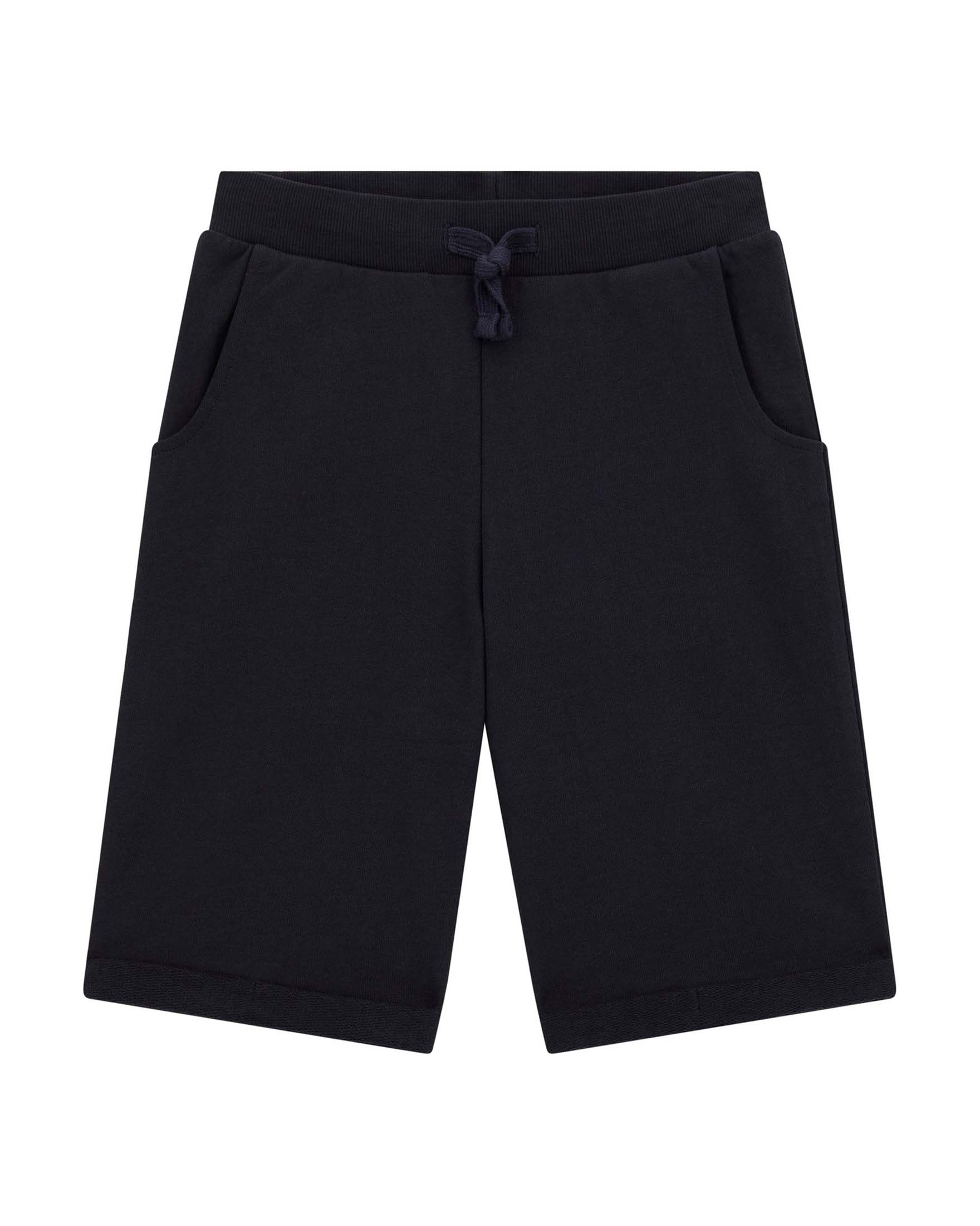 Bermuda Guess blu in cotone garzato con coulisse e logo a triangolo