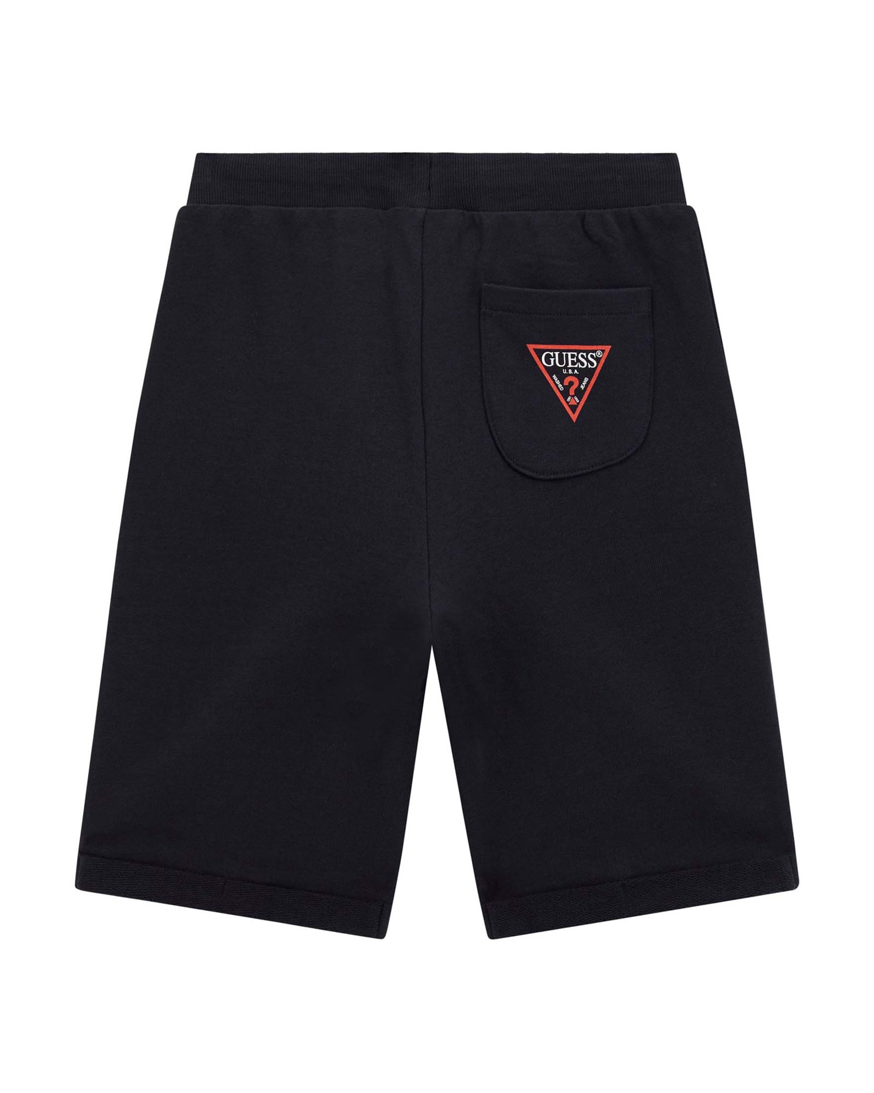 Bermuda Guess blu in cotone garzato con coulisse e logo a triangolo image
