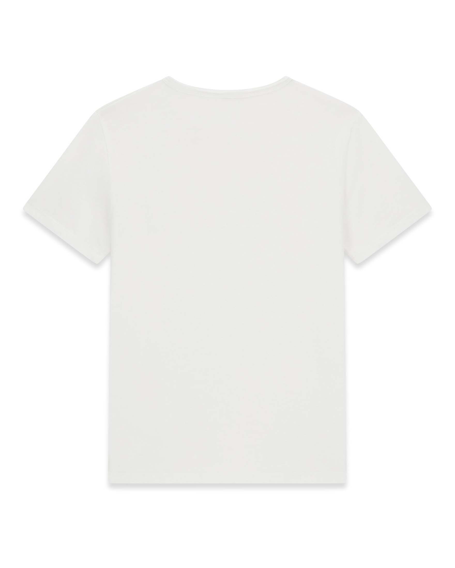 T-shirt mezza manica serafino Guess bianca in cotone con patch logo