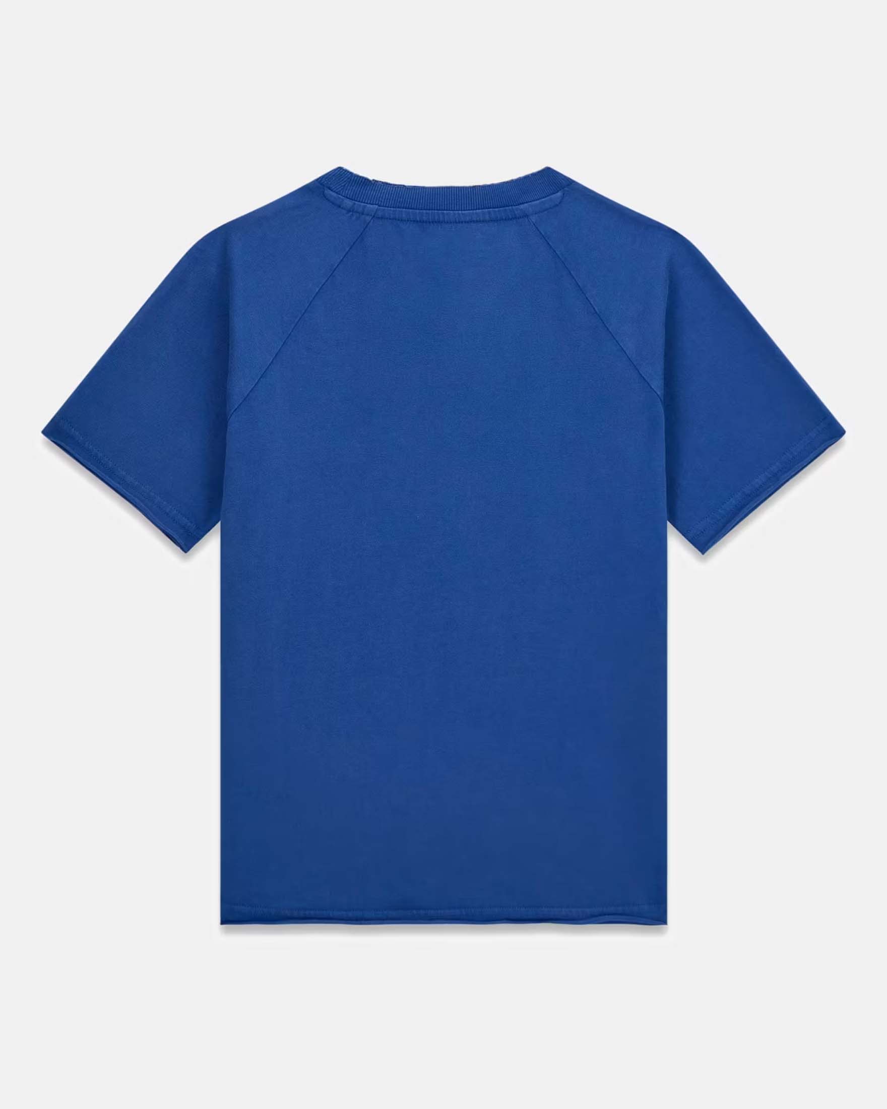 T-shirt mezza manica Guess blu in cotone con logo ricamato