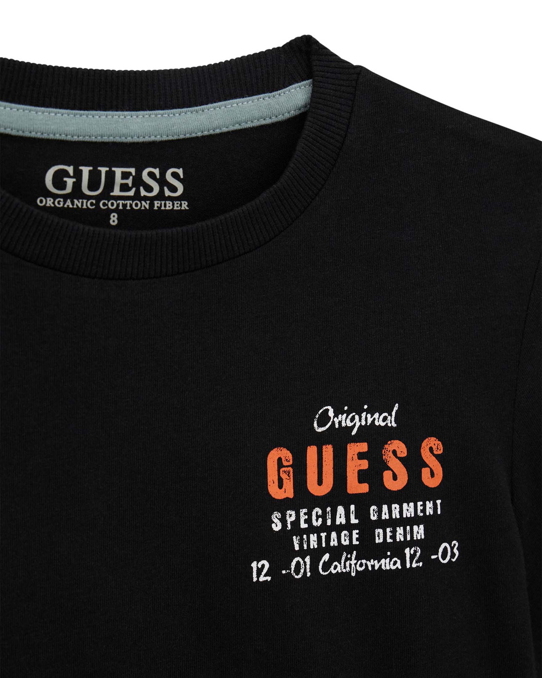 T-shirt mezza manica Guess nera in cotone con stampa grafica