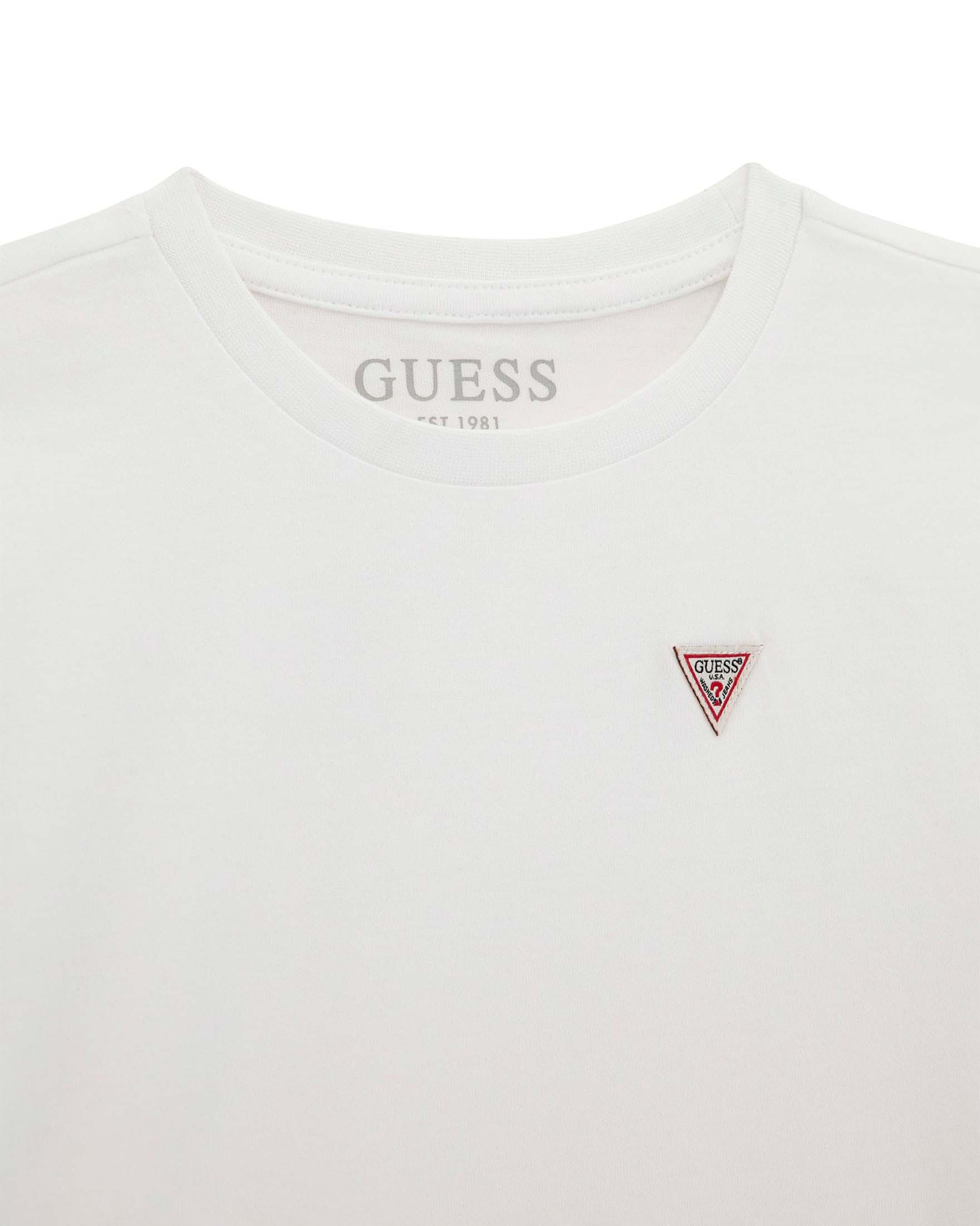 T-shirt mezza manica Guess bianca in cotone con patch logo