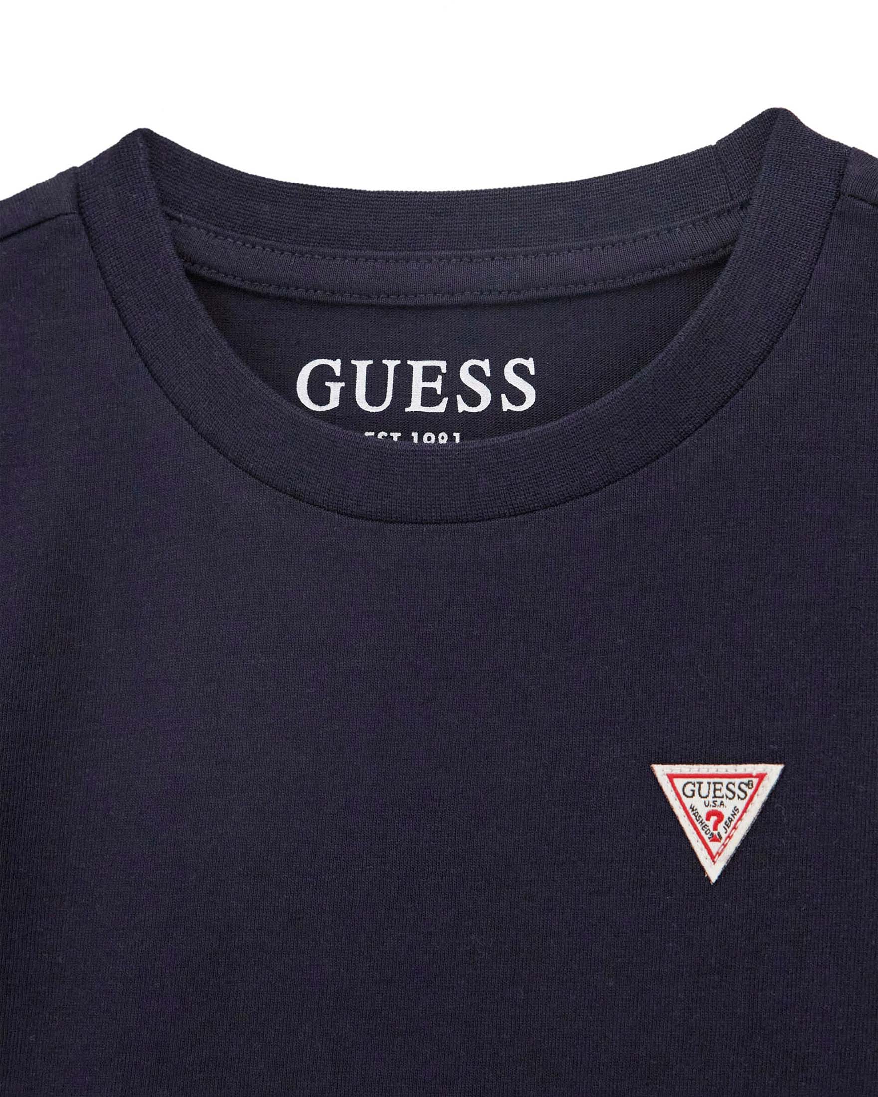 T-shirt mezza manica Guess nera in cotone con patch logo cucita