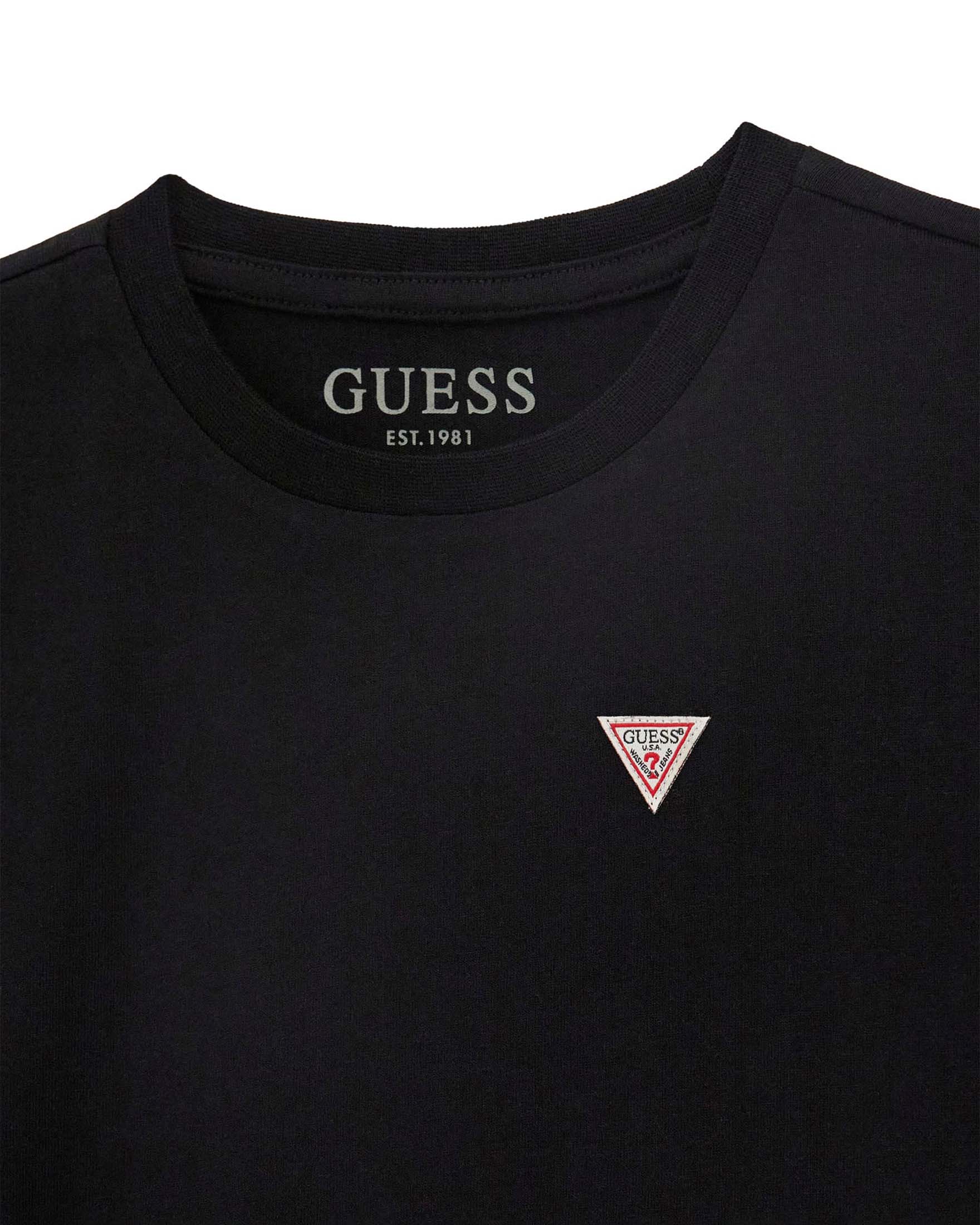 T-shirt mezza manica Guess nera in cotone con piccolo logo ricamato