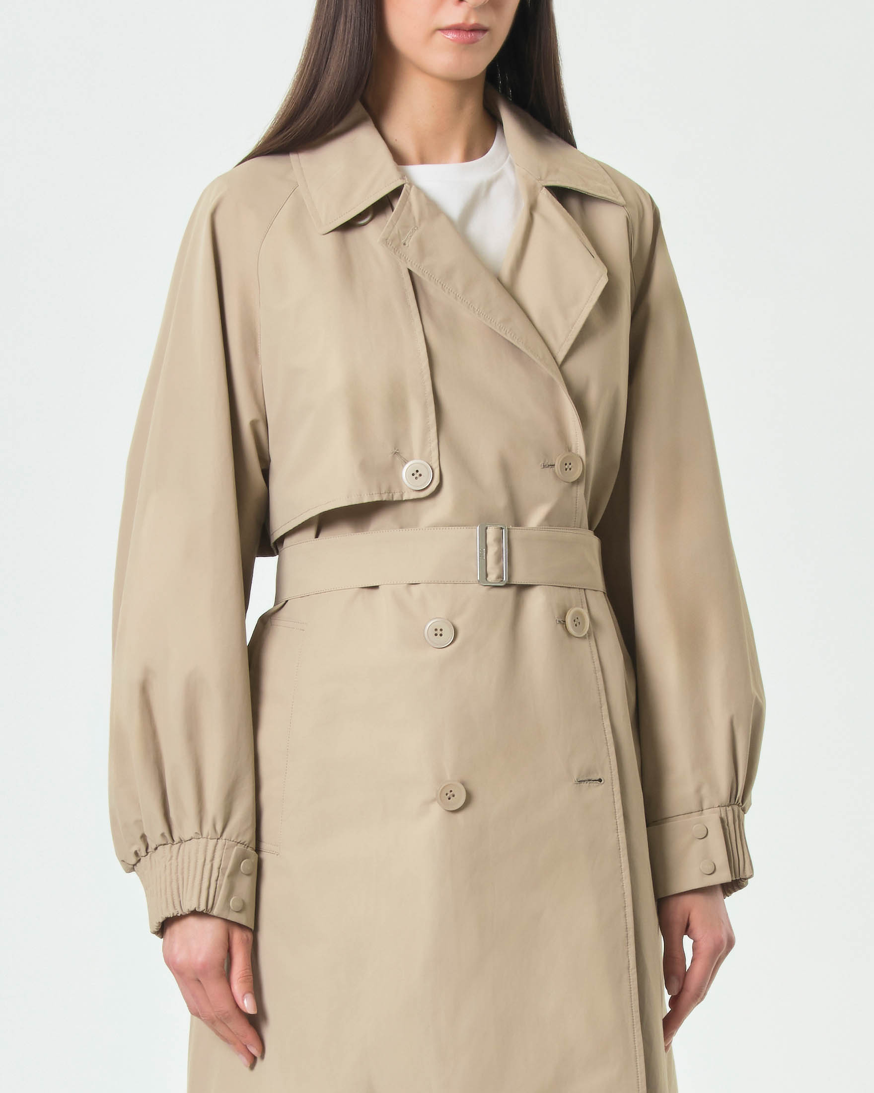 Trench doppiopetto oversize Subarna Duno in cotone tecnico beige image