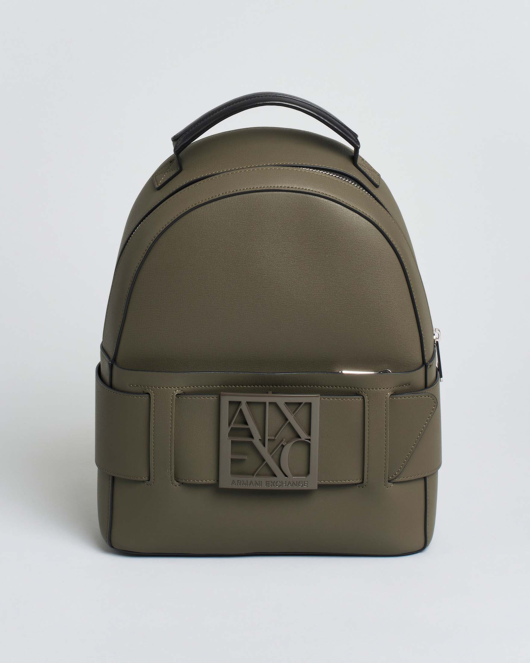 Zaino Susie Armani Exchange verde militare in similpelle con fibbia logo tono su tono