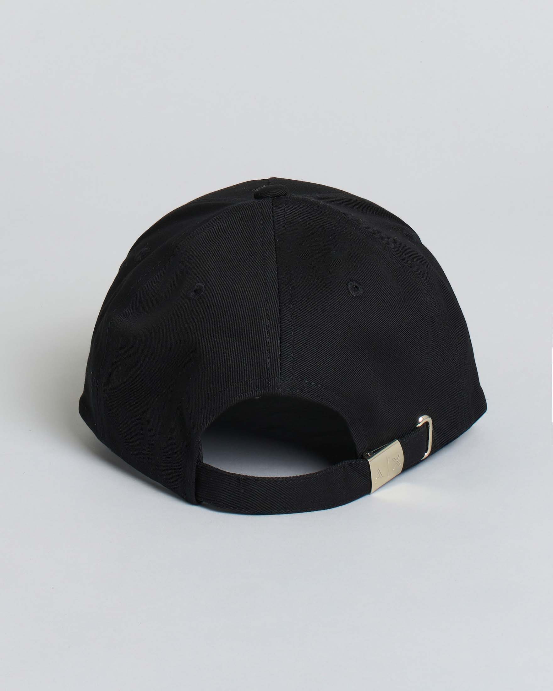 Cappellino baseball Armani Exchange nero in twill di cotone con lettering logo in strass image