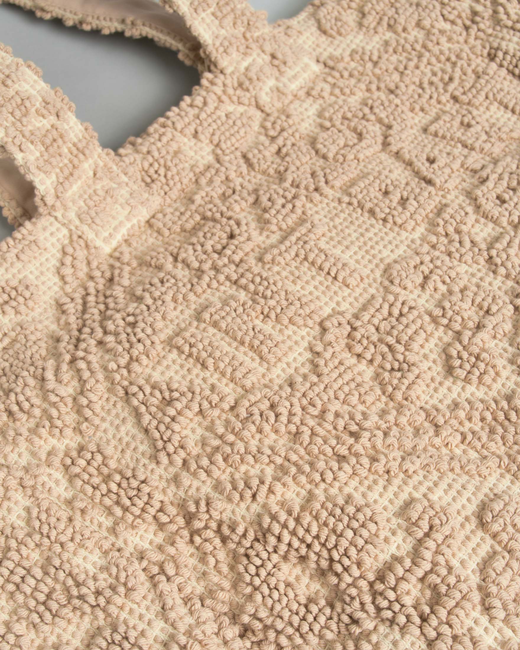 Borsa Tufting Bag MC2 Saint Barth beige in canvas di cotone a motivo ricamato all over e scritta logo image