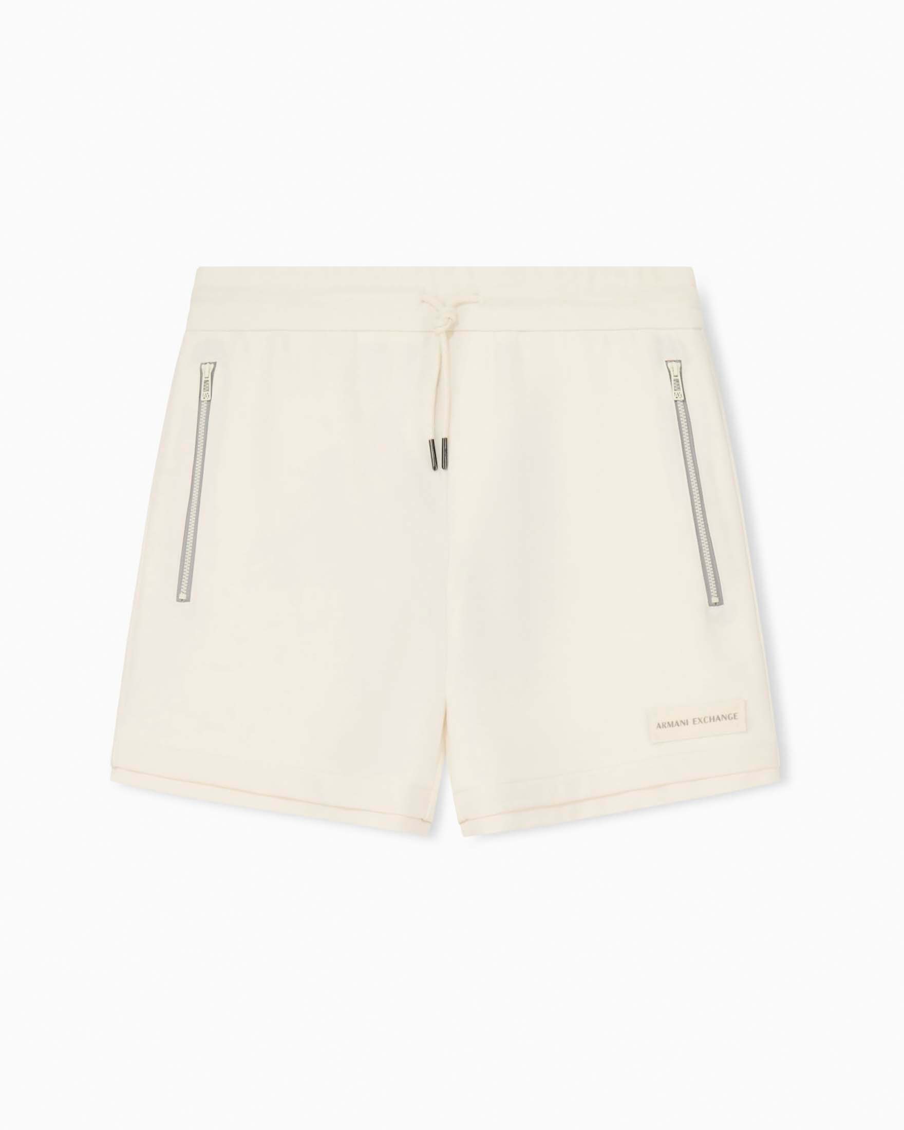 Bermuda Armani Exchange panna in felpa di misto cotone con patch logo