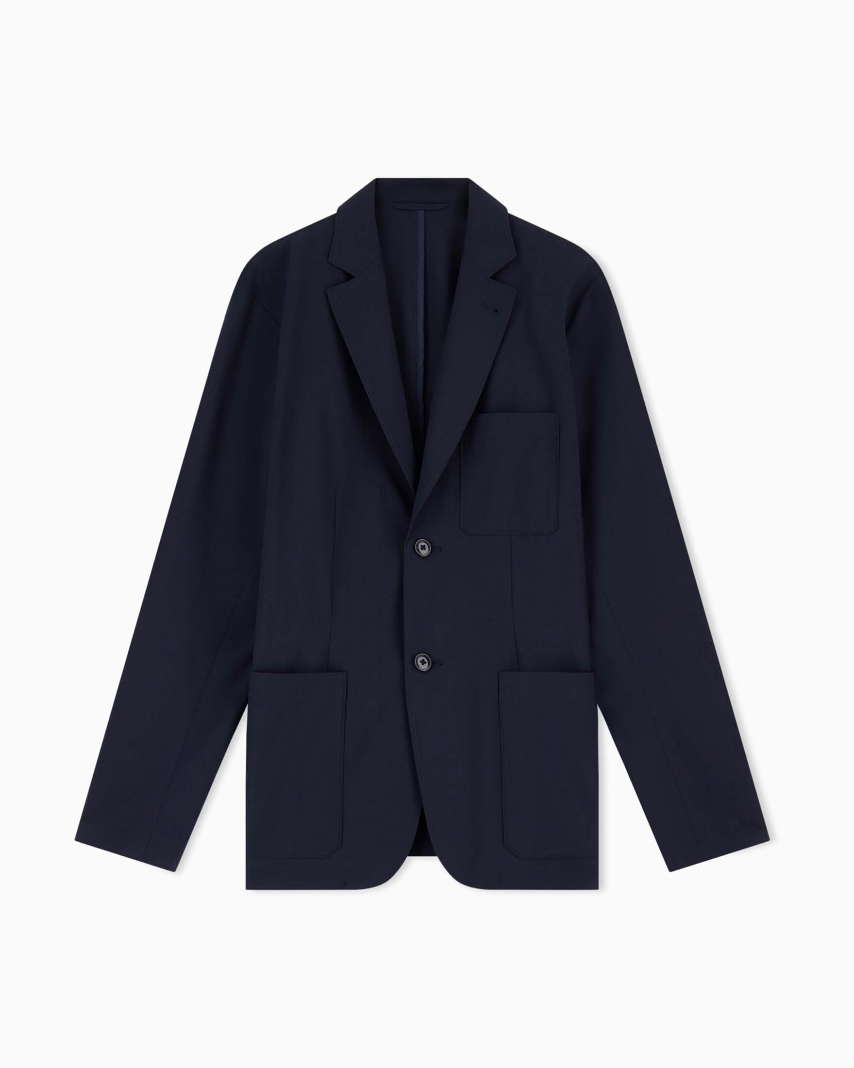 Blazer monopetto Armani Exchange blu navy in misto viscosa e lana stretch