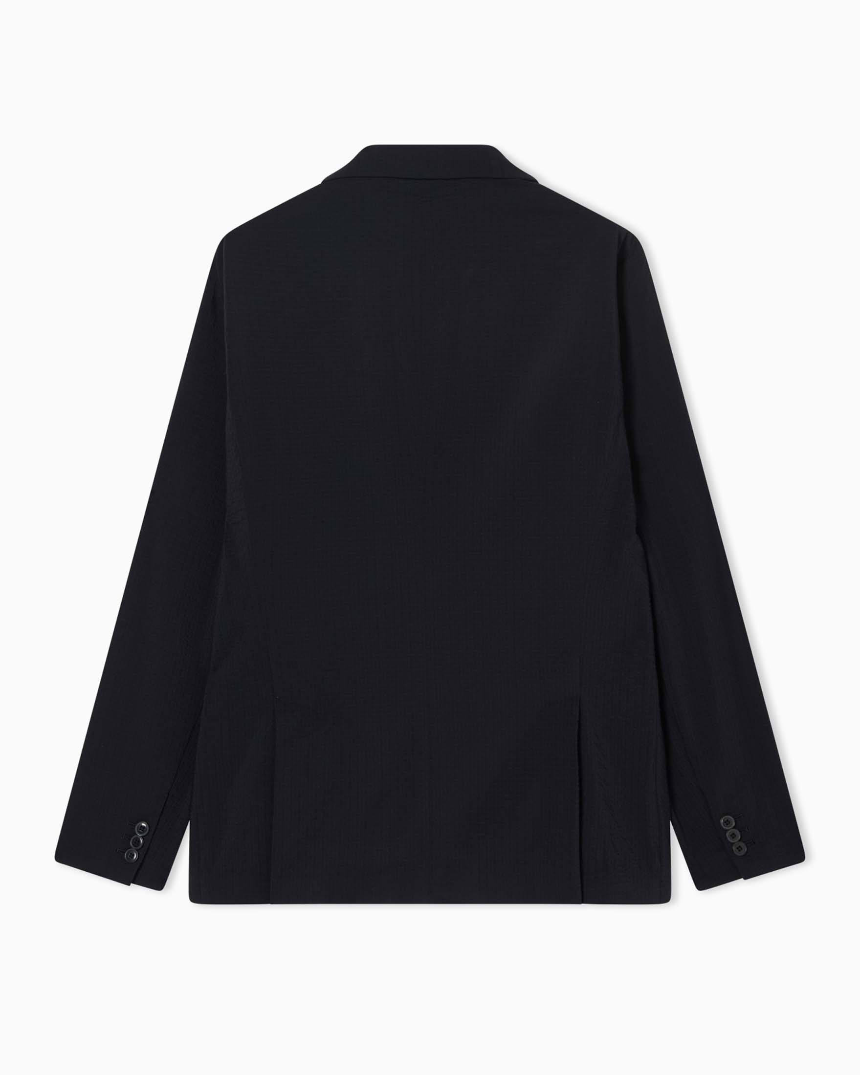Blazer monopetto Armani Exchange blu scuro in seersucker image