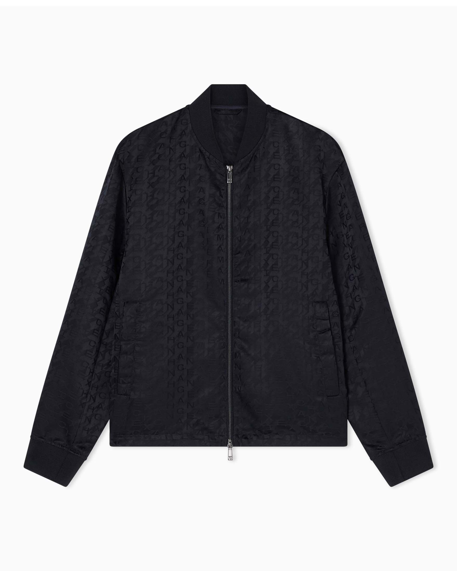 Giubbino bomber Exchange blu scuro con motivo monogramma