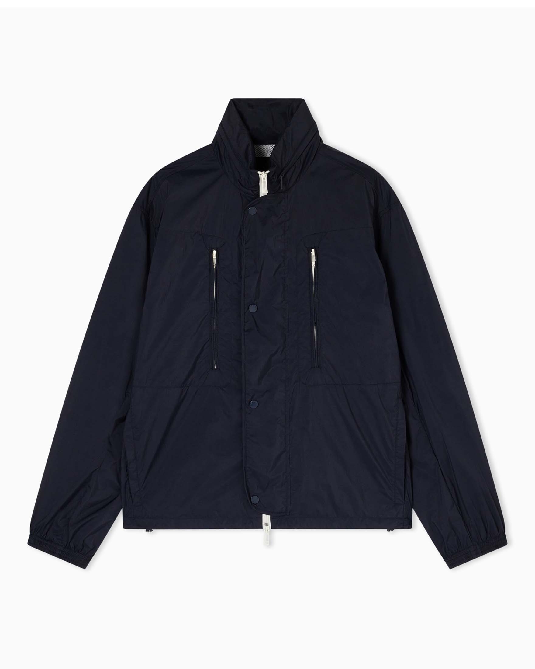 Giubbino Exchange blu navy in poliammide con cappuccio a scomparsa