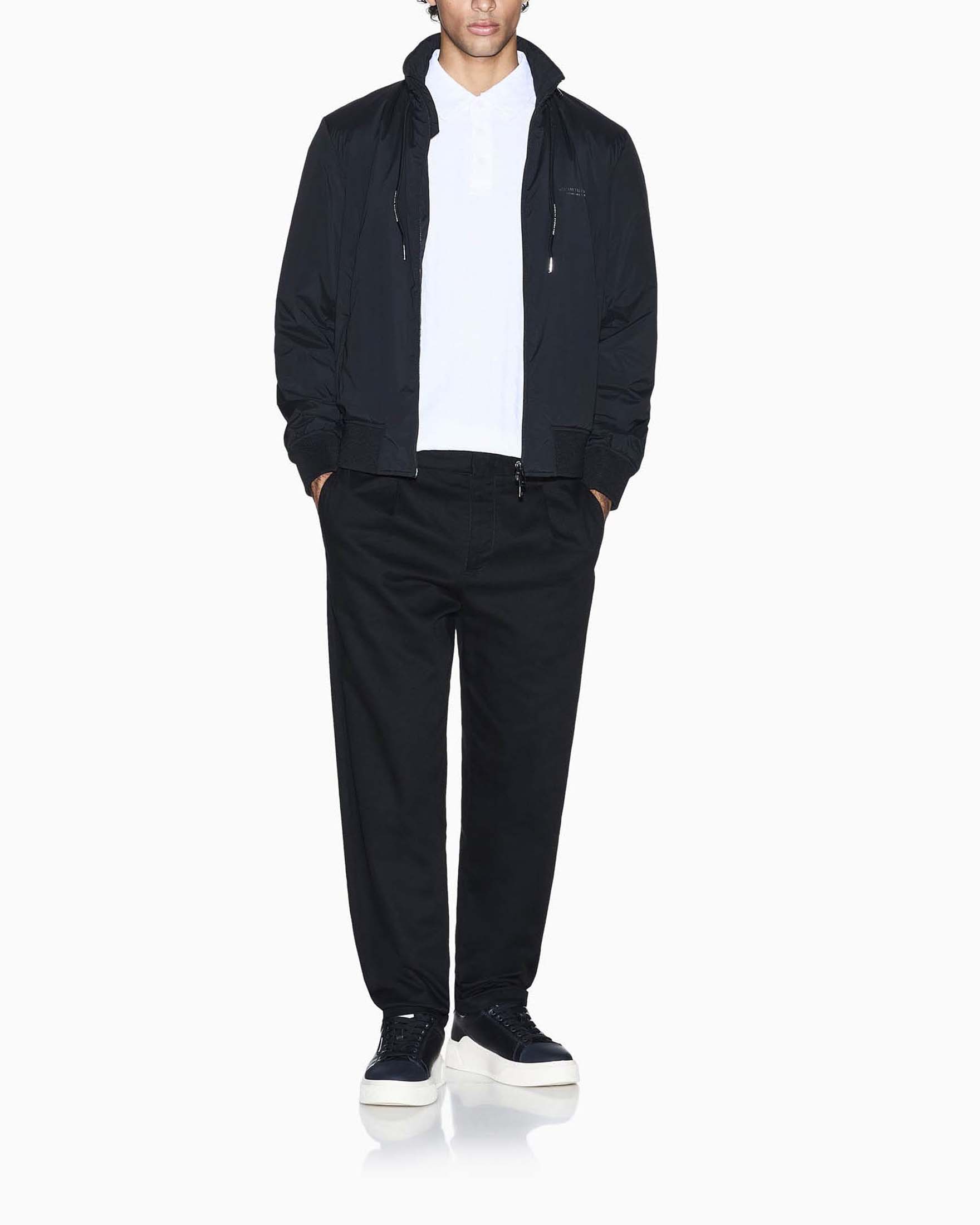 Giubbino sailor Exchange nero in nylon stretch con cappuccio estraibile