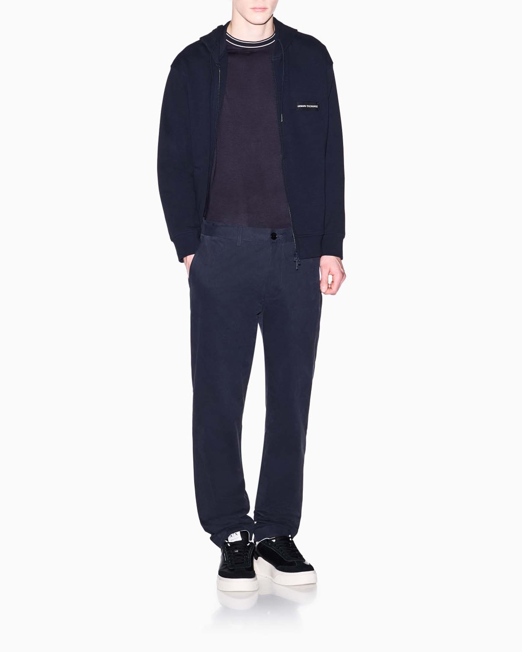 Felpa Armani Exchange blu in cotone con cappuccio e chiusura zip