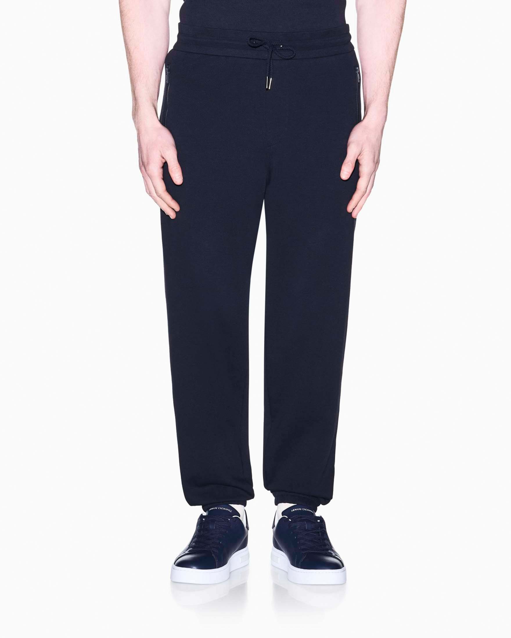 Pantaloni jogger Armani Exchange blu in misto cotone con logo cucito image