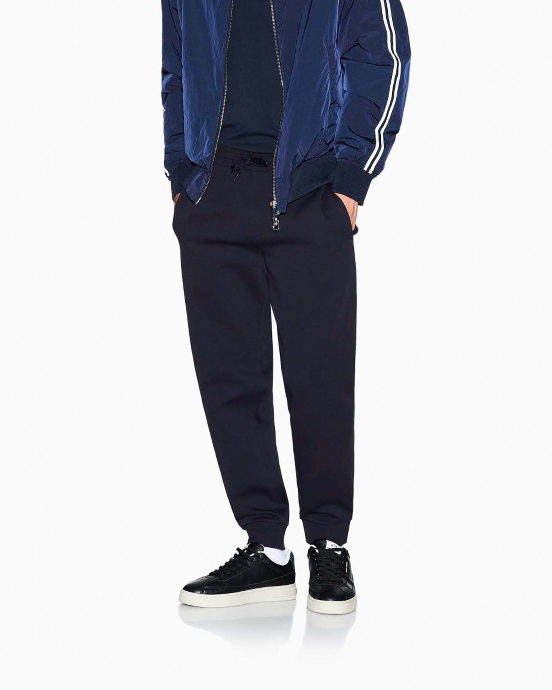 Pantaloni jogger Exchange blu in felpa di cotone stretch