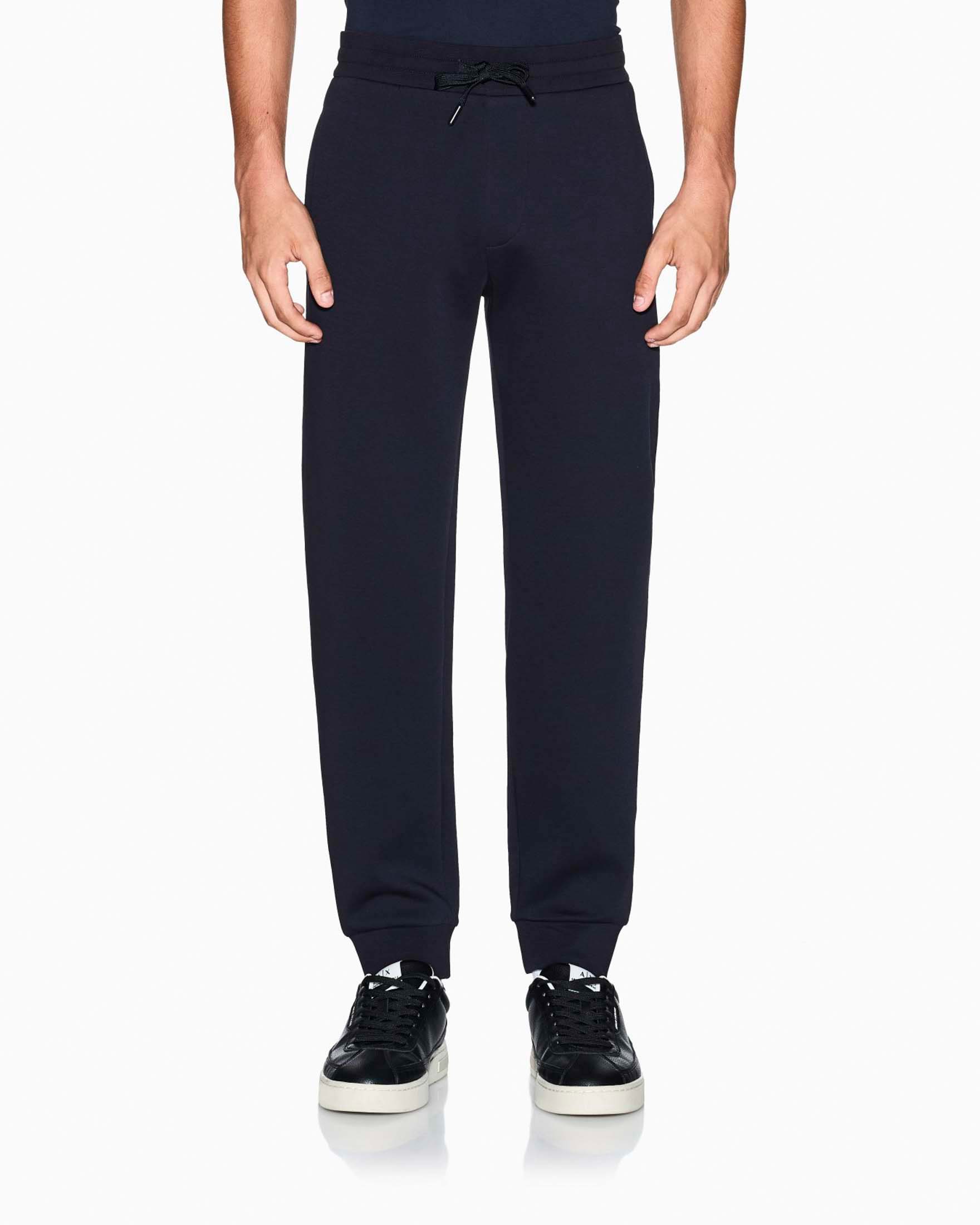 Pantaloni jogger Armani Exchange blu in felpa di cotone stretch image