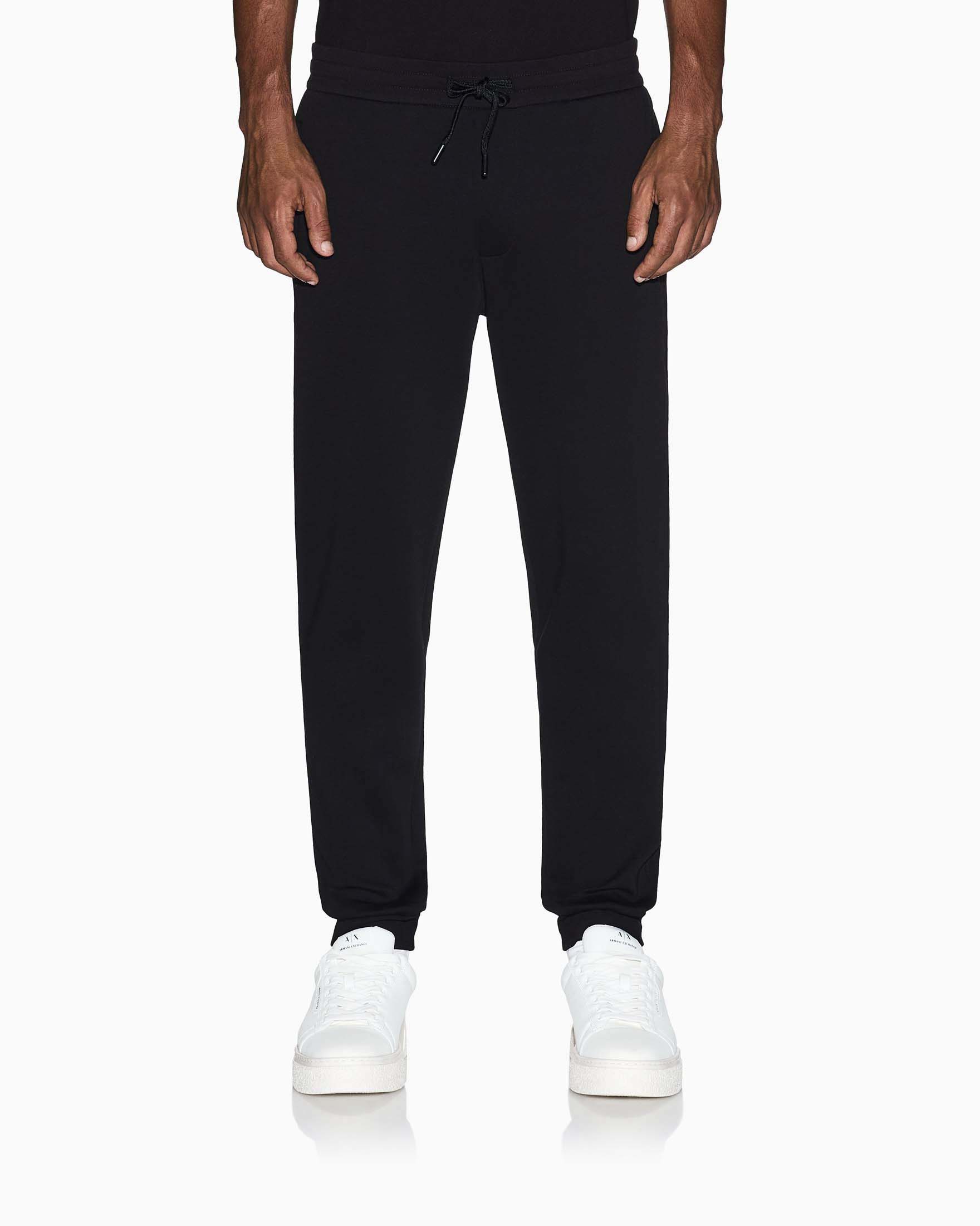 Pantaloni jogger Armani Exchange neri in felpa di cotone stretch