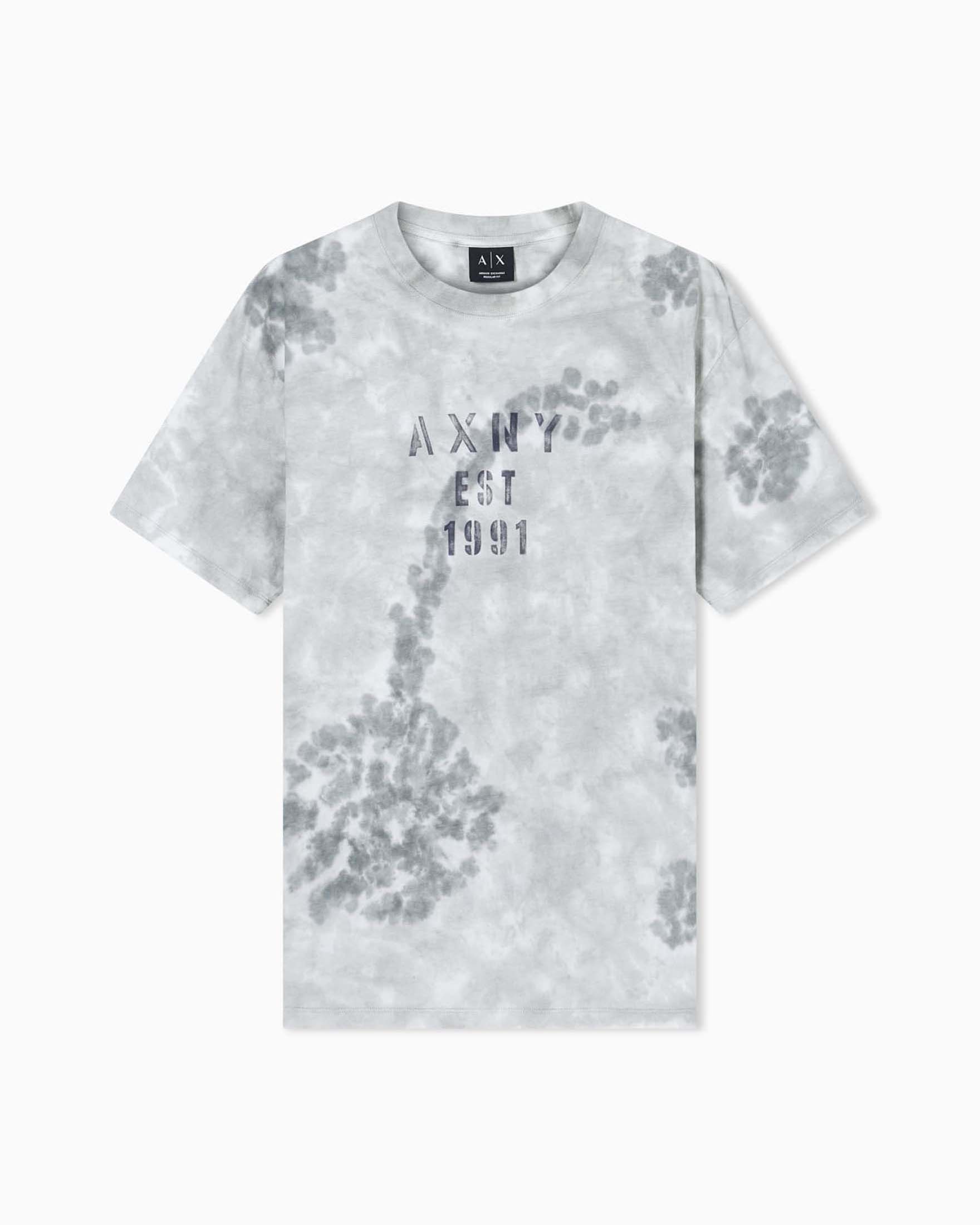 T-shirt Armani Exchange grigia in cotone con stampa tie-dye image