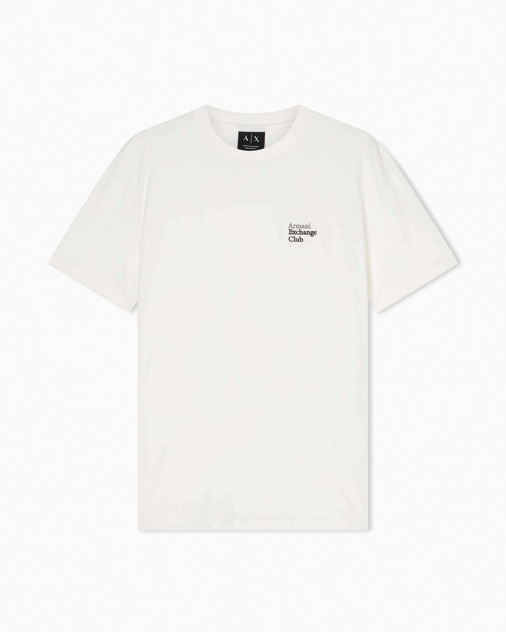 T-shirt mezza manica Exchange bianca in cotone con logo ricamato