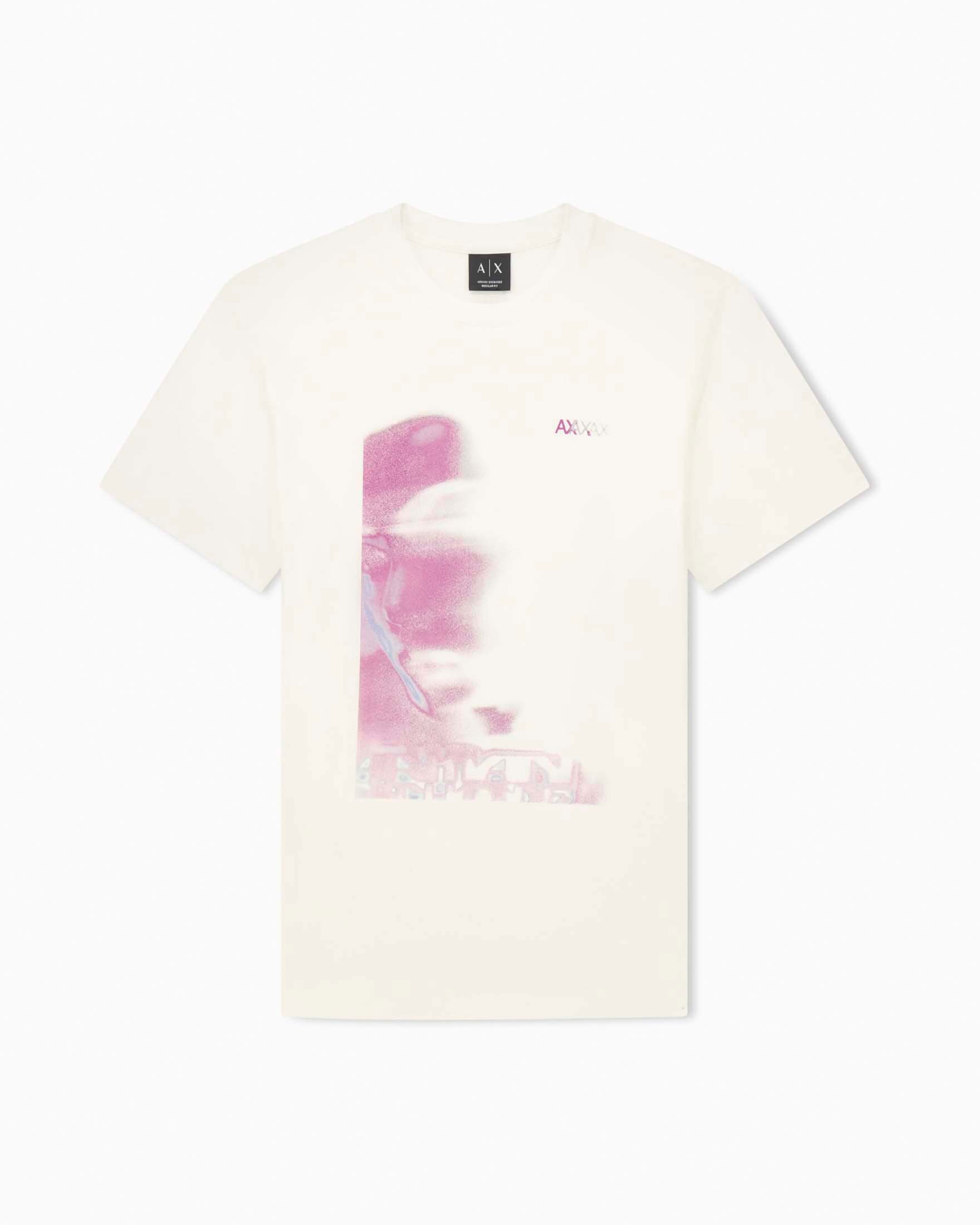 T-shirt mezza manica Exchange bianca in cotone con stampa grafica