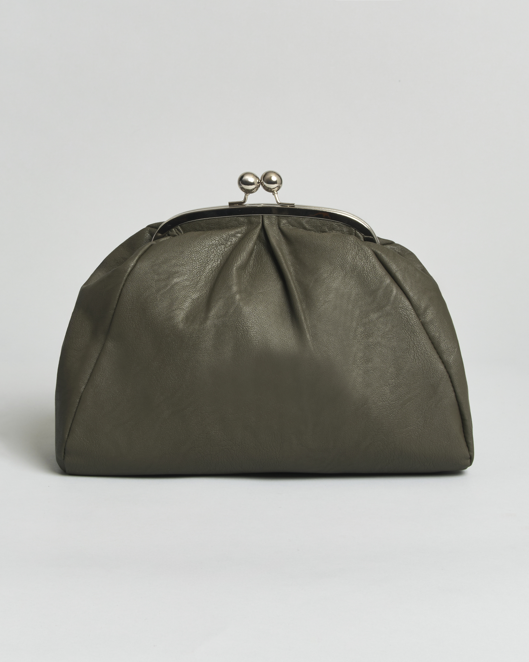 Clutch grande Hlo! verde militare in similpelle con chiusura e tracolla a catena argento