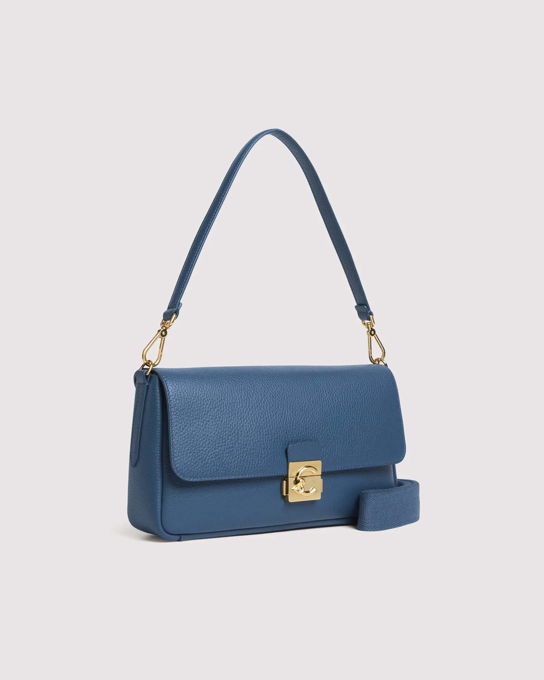 Borsa a spalla C-Me Lock Large Coccinelle in pelle ottanio con manico e tracolla removibili image