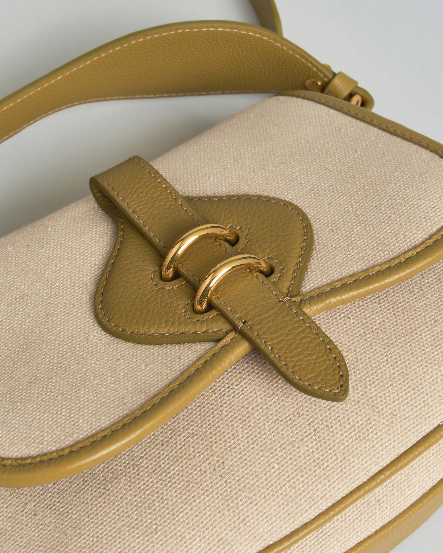 Borsa a mano Mavery Small Coccinelle in canvas con dettagli in pelle verde oliva e tracolla image