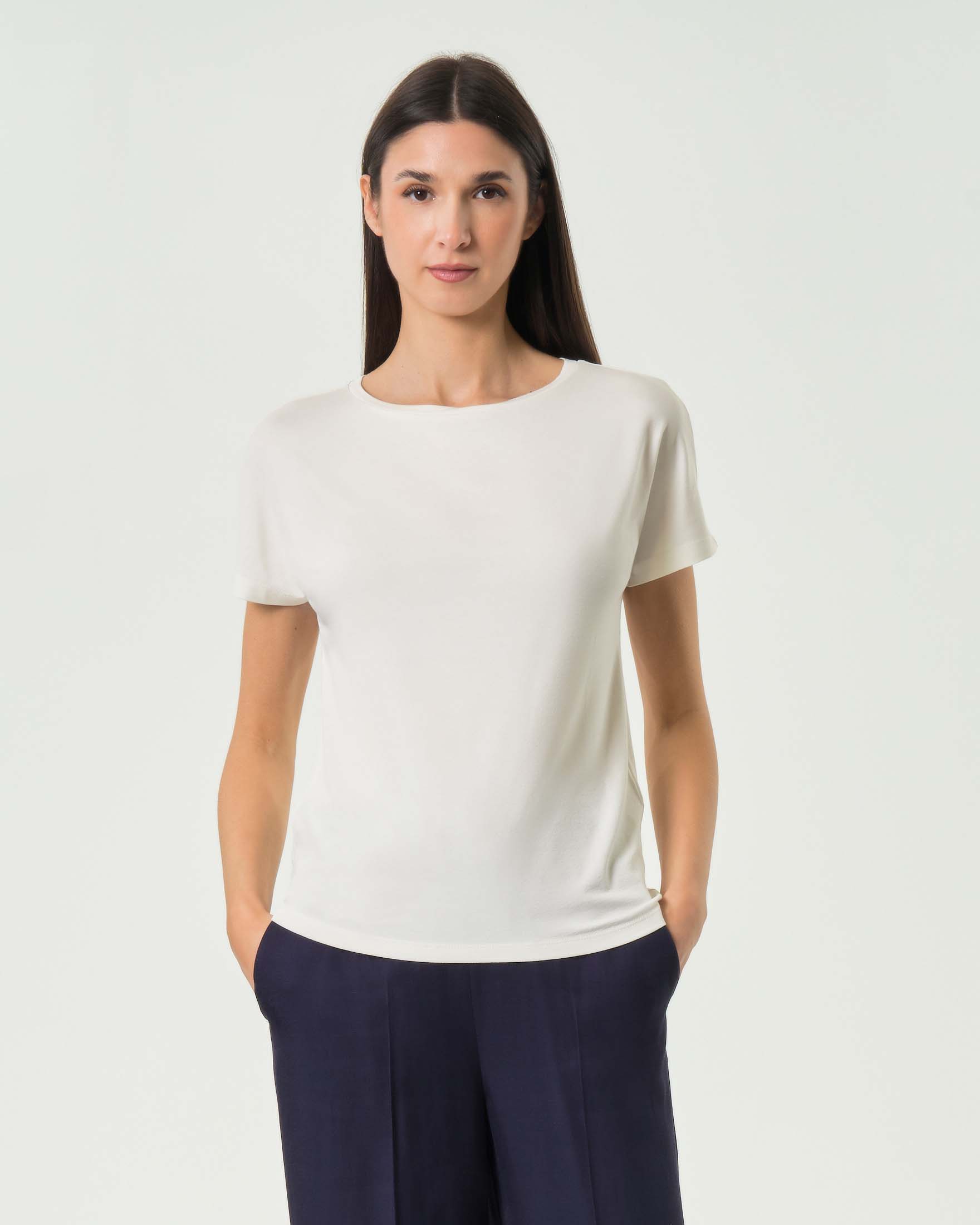 T-shirt a maniche corte bianca in jersey stretch